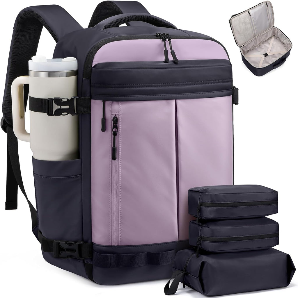 LOVEVOOK 40L Travel Backpack for Women Men, Airline Approved Carry On Luggage with 3 Cubes Accessories, TSA Personal Item Travel Cruise Essentials, Waterproof Weekender Overnight Bags fits 17" Laptop