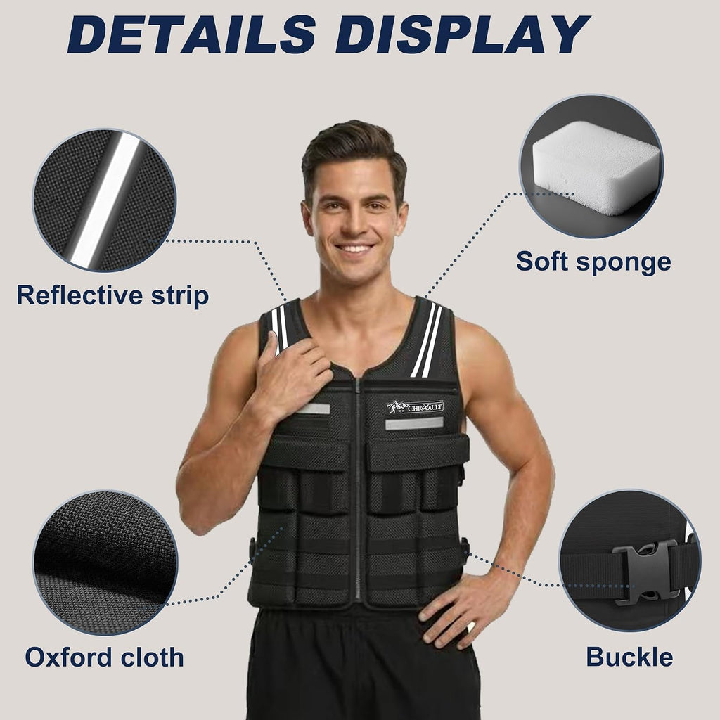 Adjustable Weighted Vest With 2-40LB Detachable Soft Silicone Counterweight