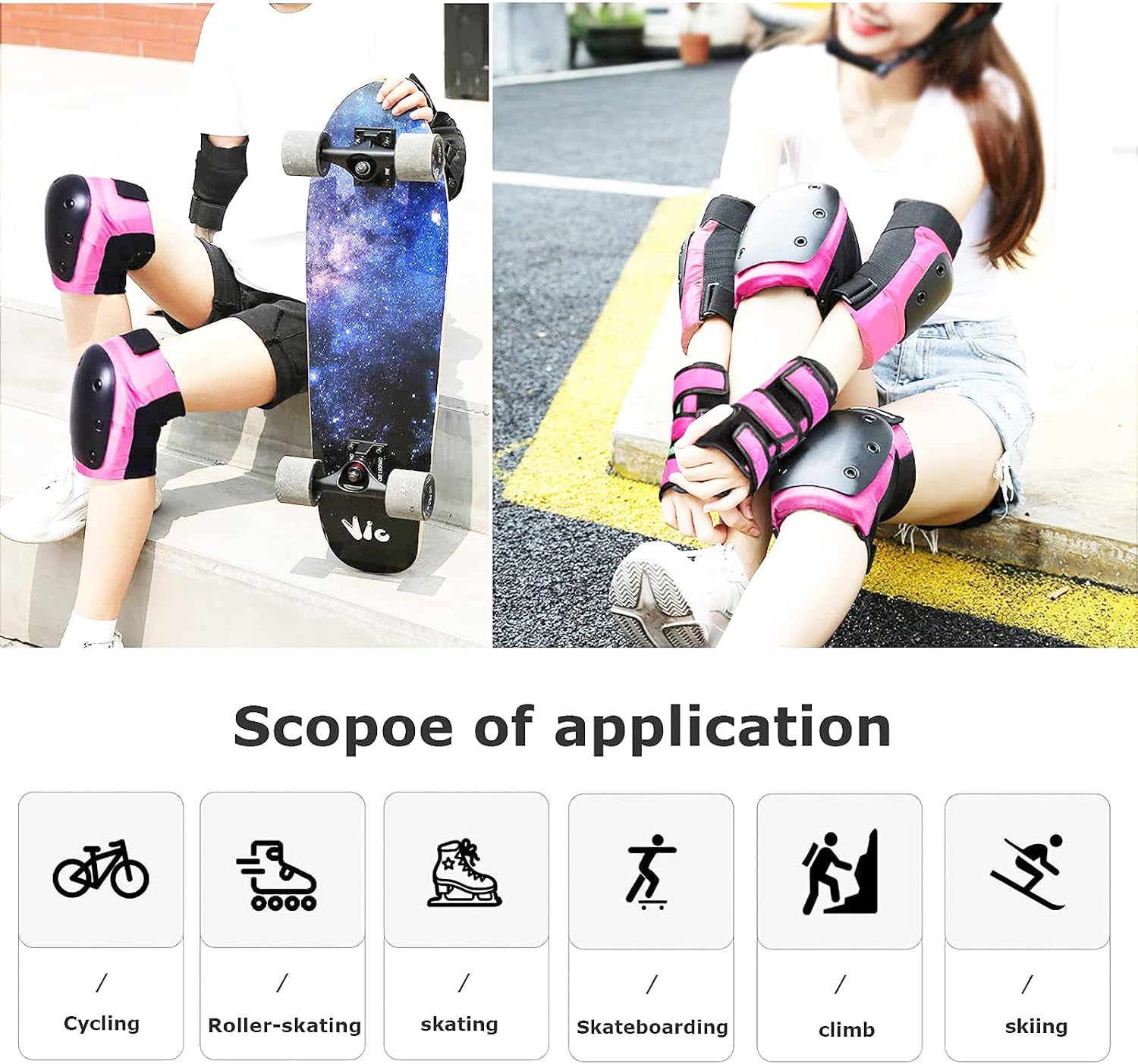 Adult Knee Pads Elbow Pads Wrist Guards for Adult Kids 6 in 1 Protective Gear Set for Skateboarding Biking Roller Skating Cycling Outdoor Sports
