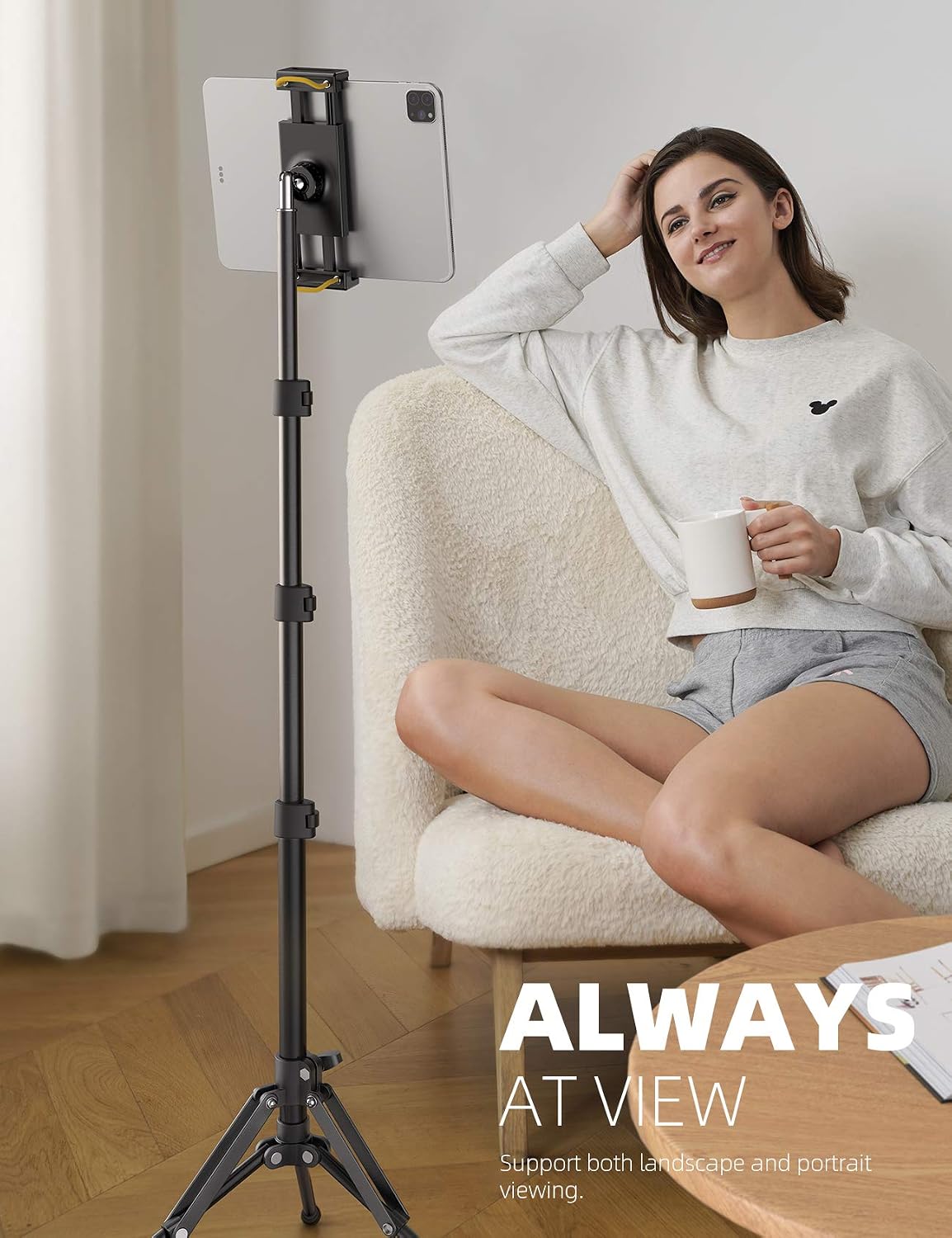 Lamicall Tablet Floor Tripod Stand 64.9" Fast Adjustable Height iPad Holder