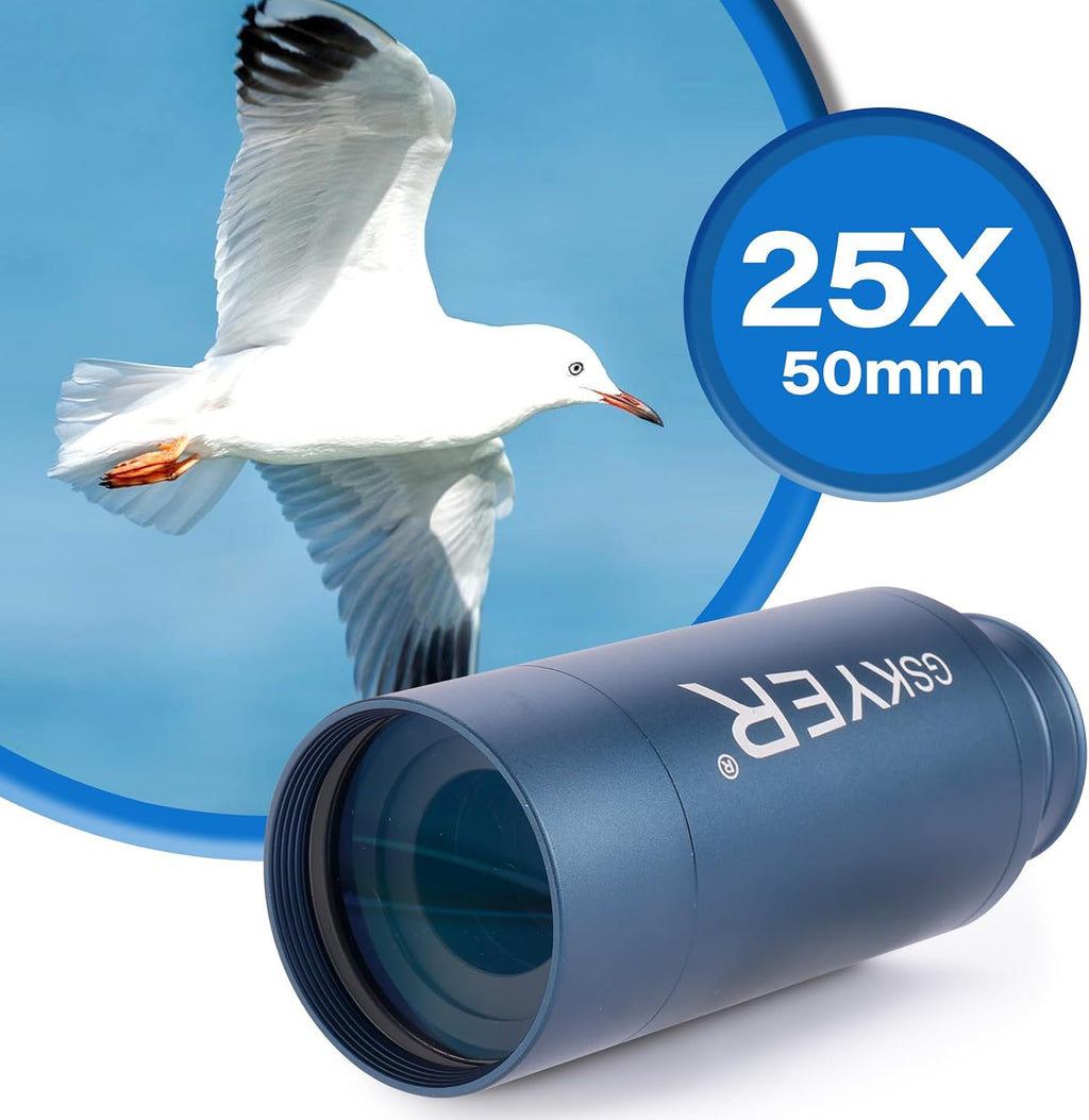 25x50 Monocular Telescope, Monoculars for Adults High Powered: Compact HD Zoom Scope for Men Gifts Cool Gadgets with BAK4 Prism & FMC Lens, Pirate Binoculars for Kids Spotting Hunting Camping