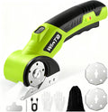 WINTS Cordless Electric Scissors,High-Capacity 2000mah Battery 4V Cardboard Cutter with Safety Lock & LED Light, Rechargeable Rotary Cutter for Box Carpet Plastic Fabric With 2 Blades (Green)