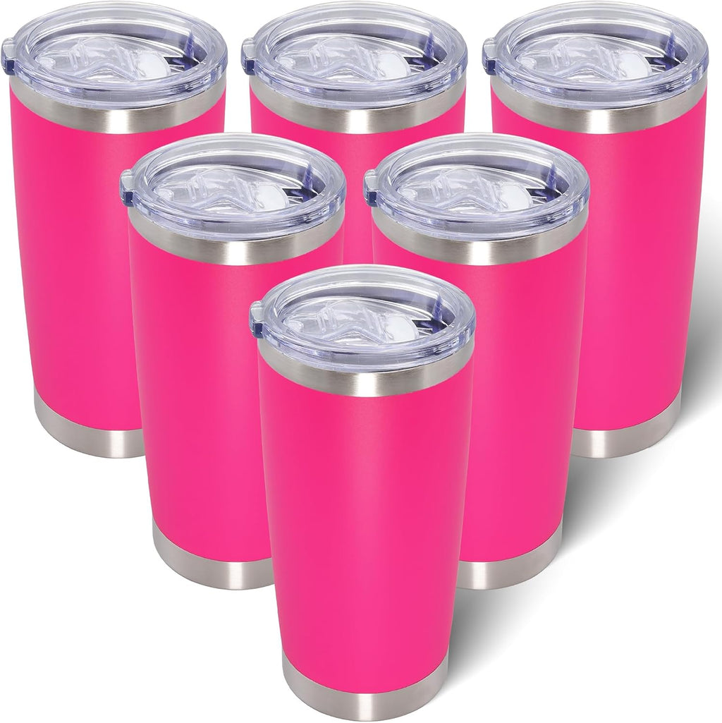 20oz Tumbler with Lid Stainless Steel Tumblers Insulated Mug Hot Pink 6P