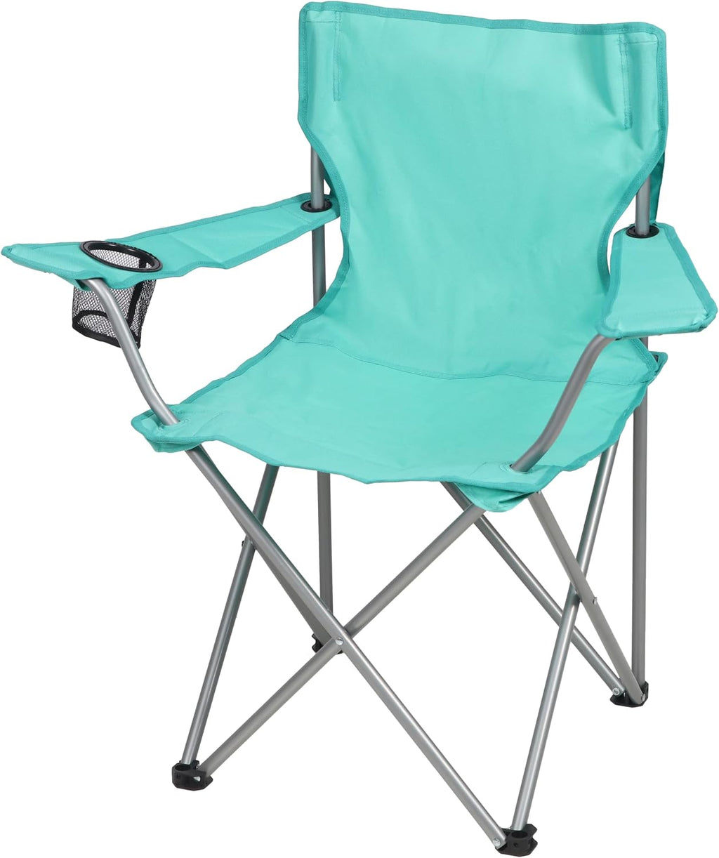 Four-Legged Folding Camping Chair (with Cup Holder), Sea Green