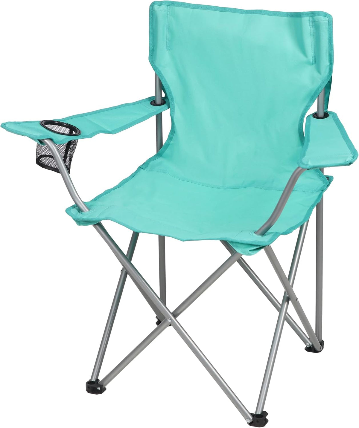 Four-Legged Folding Camping Chair (with Cup Holder), Sea Green