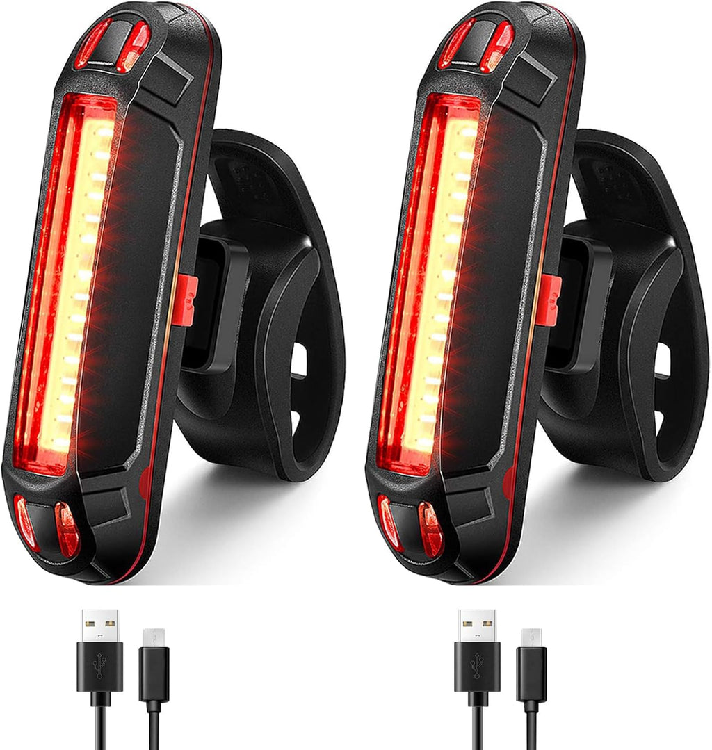 Bike Tail Light Ultra Bright Bicycle Rear Light 2 Pack USB Rechargeable LED Safety Lamp Cycling Night Riding Essential Warning Waterproof 5 Modes Road Reflector Flasher