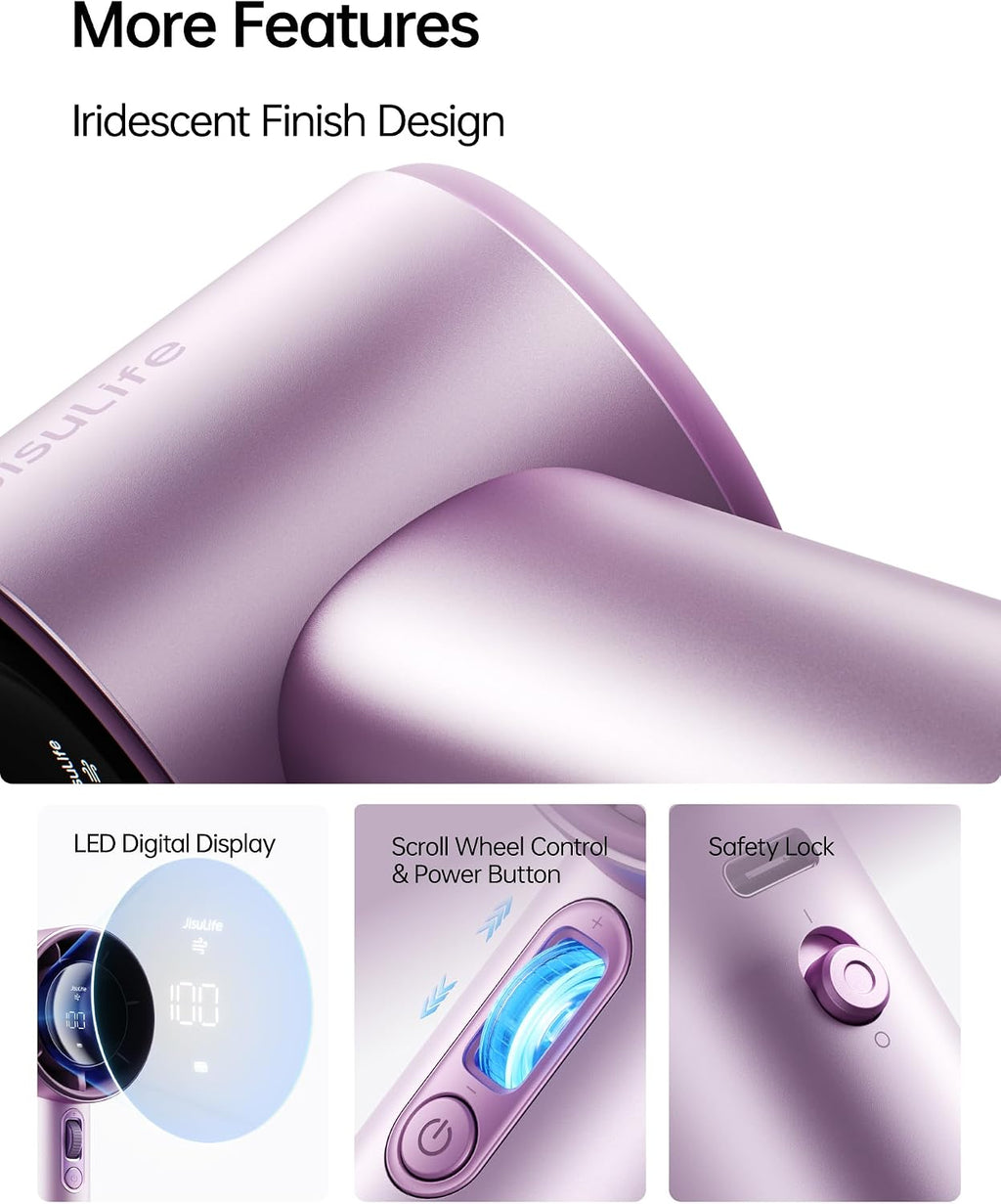 JISULIFE Handheld Fan Pro1S - Next-Gen Airflow: Up to 40H Runtime