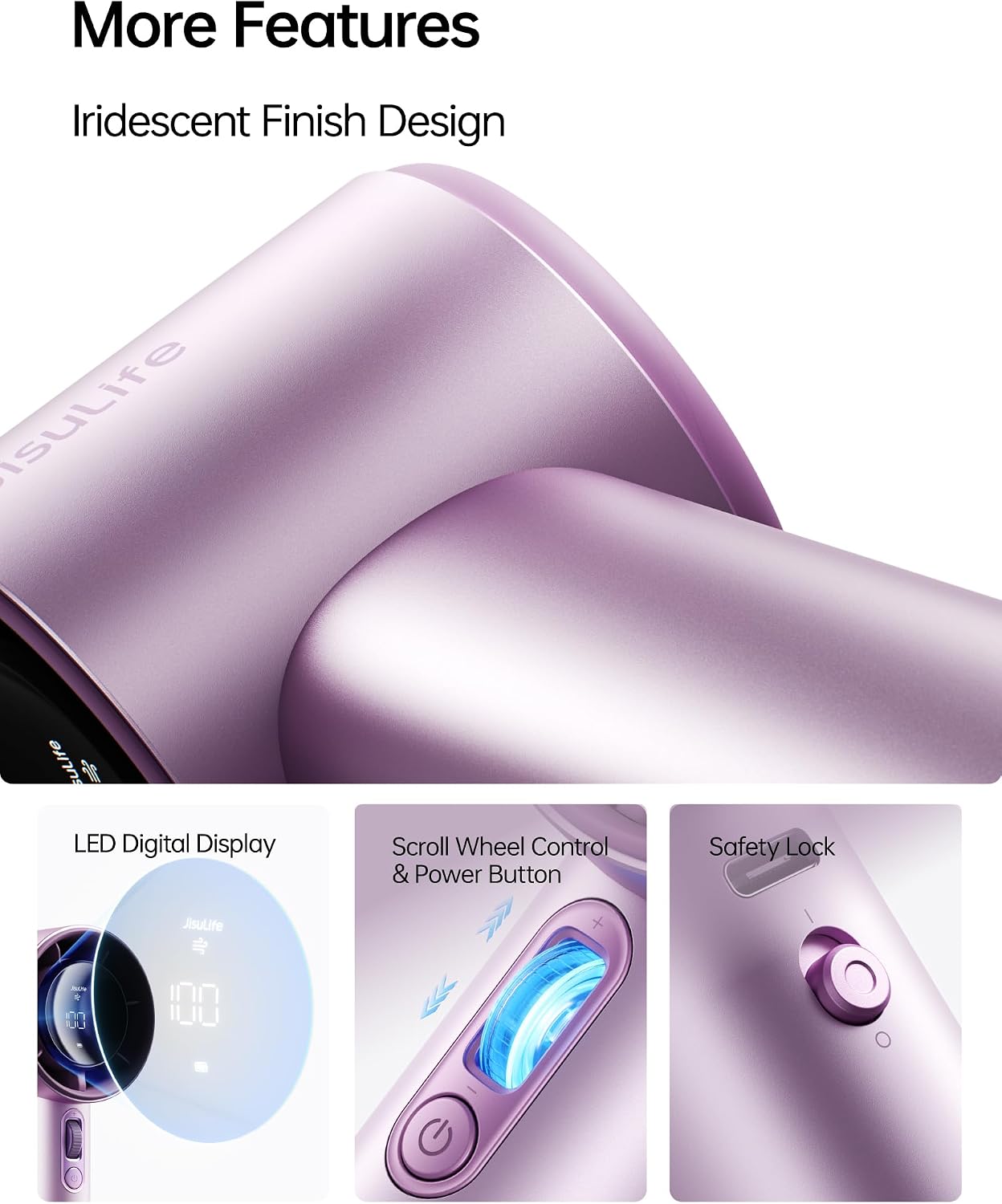 JISULIFE Handheld Fan Pro1S - Next-Gen Airflow: Up to 40H Runtime