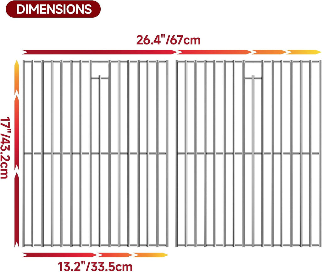 26.4" Wx17 D Grill Grates,Stainless Steel Charbroil Grill Replacement Parts,2Pack