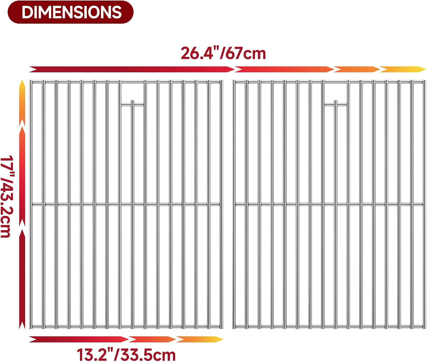 26.4" Wx17 D Grill Grates,Stainless Steel Charbroil Grill Replacement Parts,2Pack