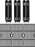 Hiorucet Grill Grates & Heat Plate Kits for Charbroil Gas2coal Grill Parts 463370519, 463370516, 463340516, 463336818, 463370518, 466370516, Cast Iron Cooking Grid Grates, Heat Shield Tent Deflectors.