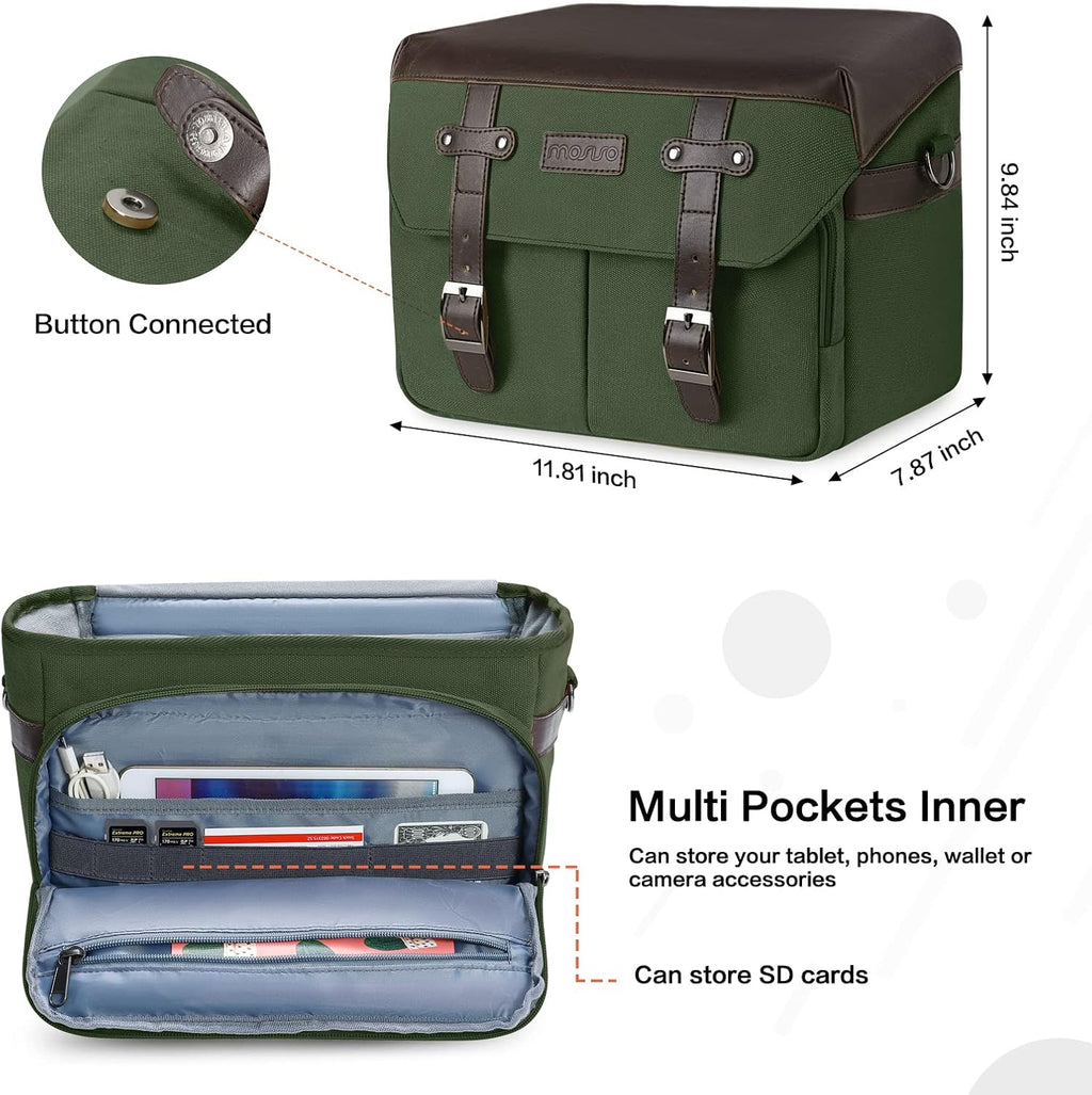 MOSISO Camera Case Crossbody Shoulder Messenger Photography Bag, Army Green