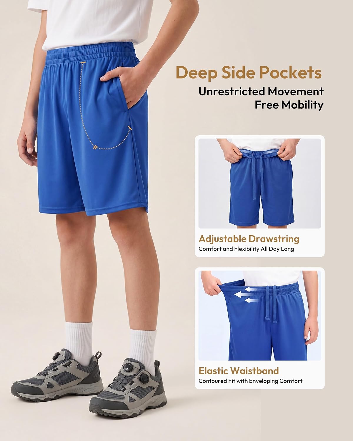 BVNSOZ Boys Basketball Athletic Shorts with Pockets