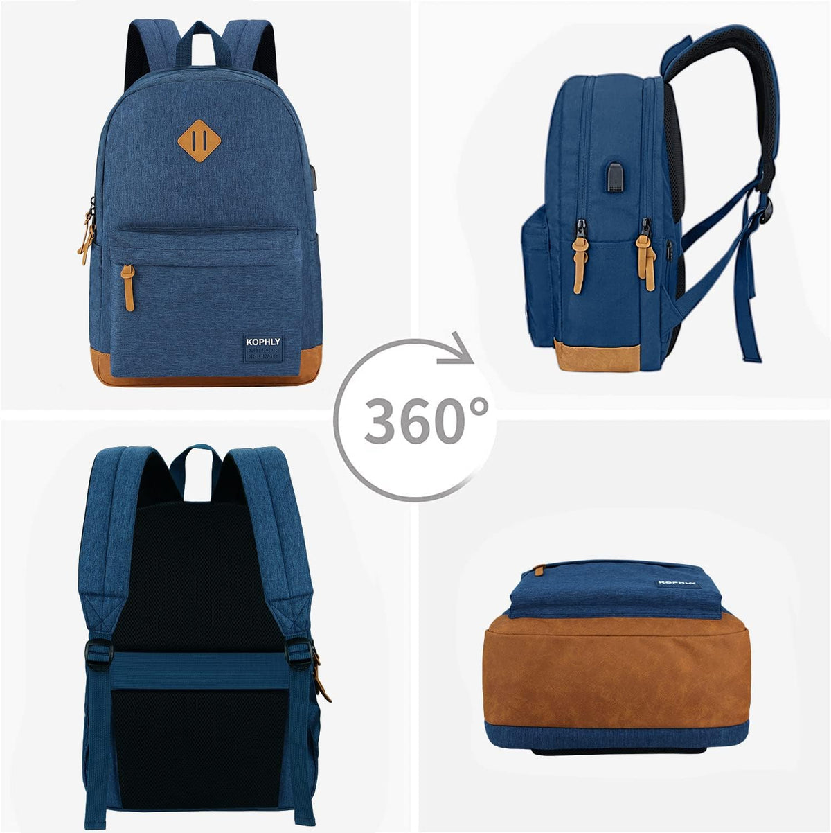 SUPACOOL Large Laptop Backpack with USB Charging Port for Men and Women