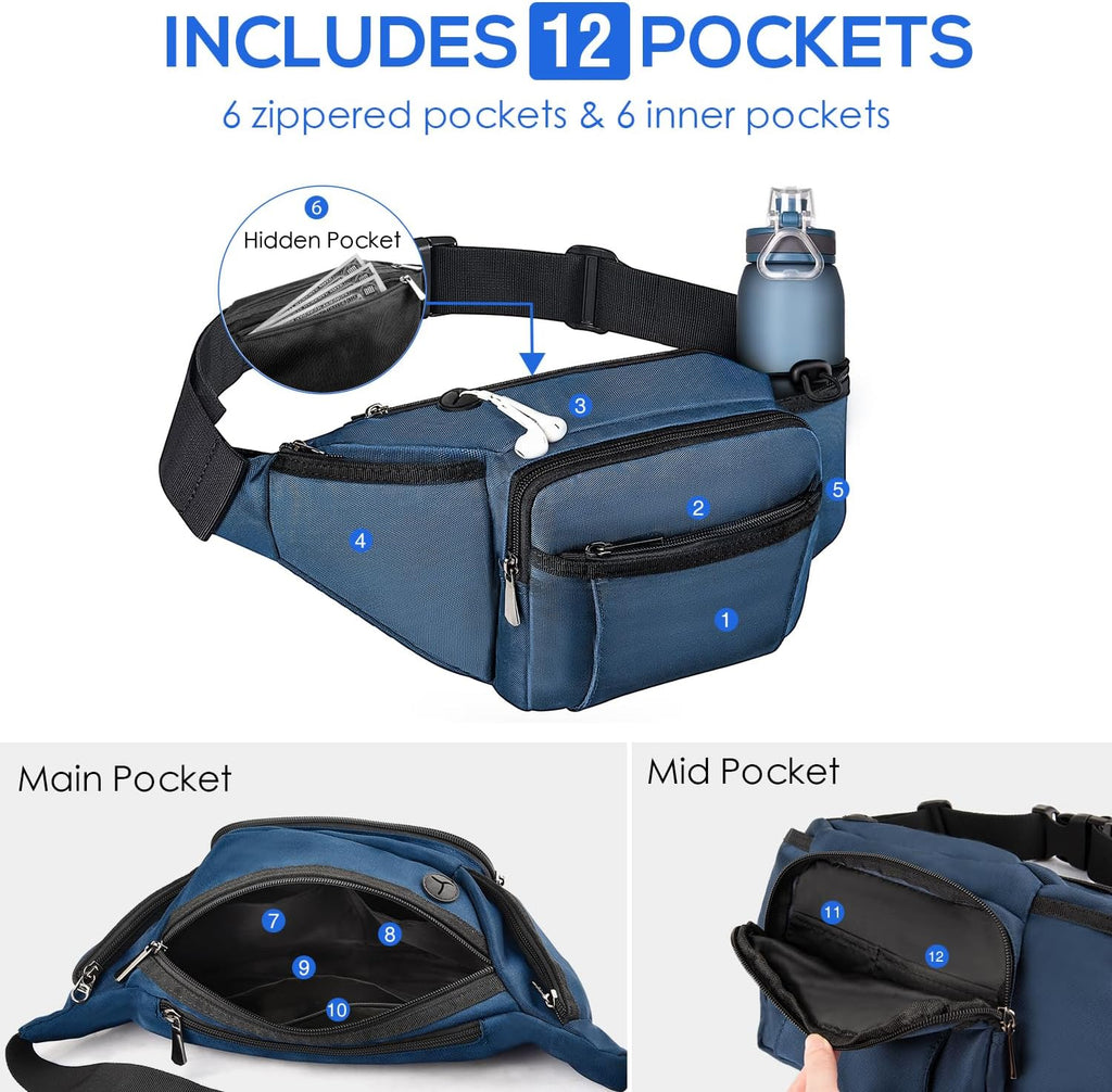NOOLA Fanny Pack with Water Bottle Holder, Hiking Waist Bag for Men Women