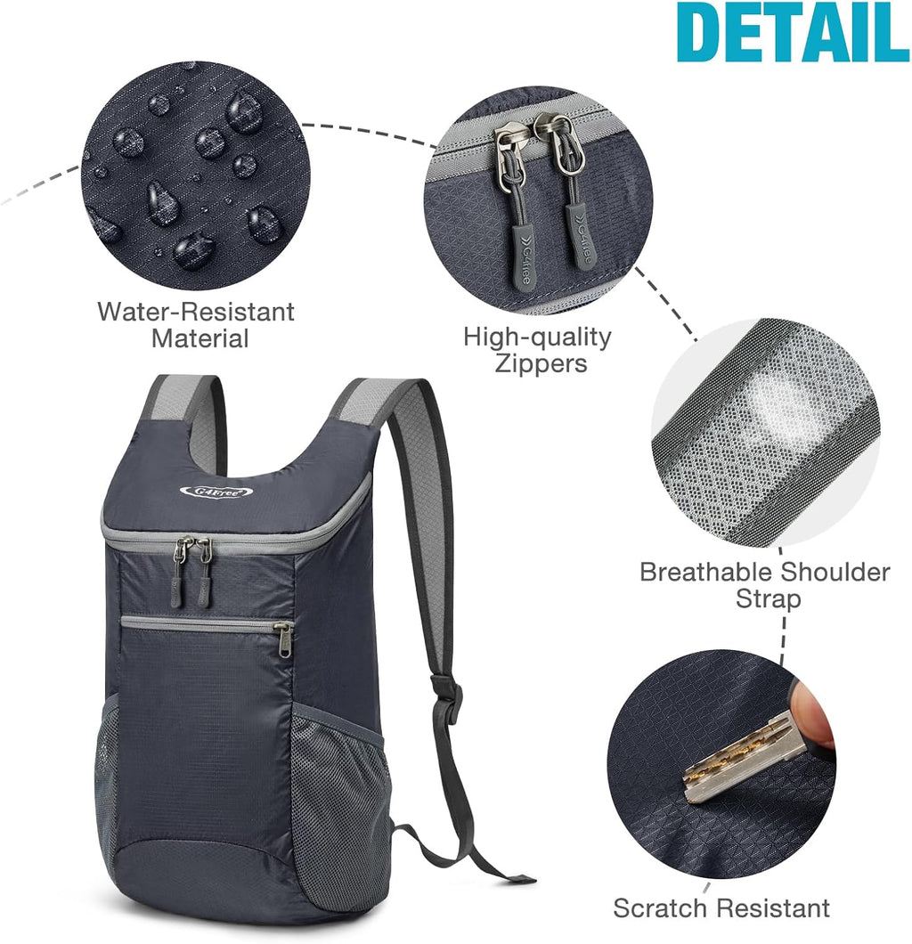 G4Free 10L Lightweight Packable Hiking Backpack, Nylon Daypack Daily Travel