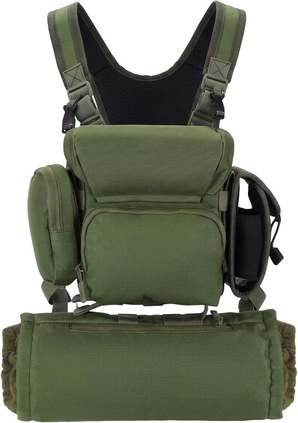 Binoculars Harness Chest Pack with Rangefinder Pouch and Hand Warmer Pockets, Adjustable Shoulder Strap, Ideal for Hunting, Hiking(Vintage,Camouflage)