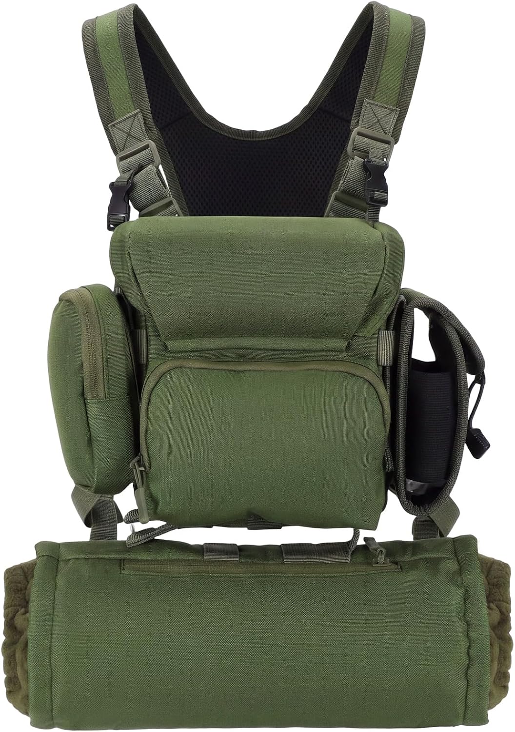 Binoculars Harness Chest Pack with Rangefinder Pouch and Hand Warmer Pockets, Adjustable Shoulder Strap, Ideal for Hunting, Hiking(Vintage,Camouflage)