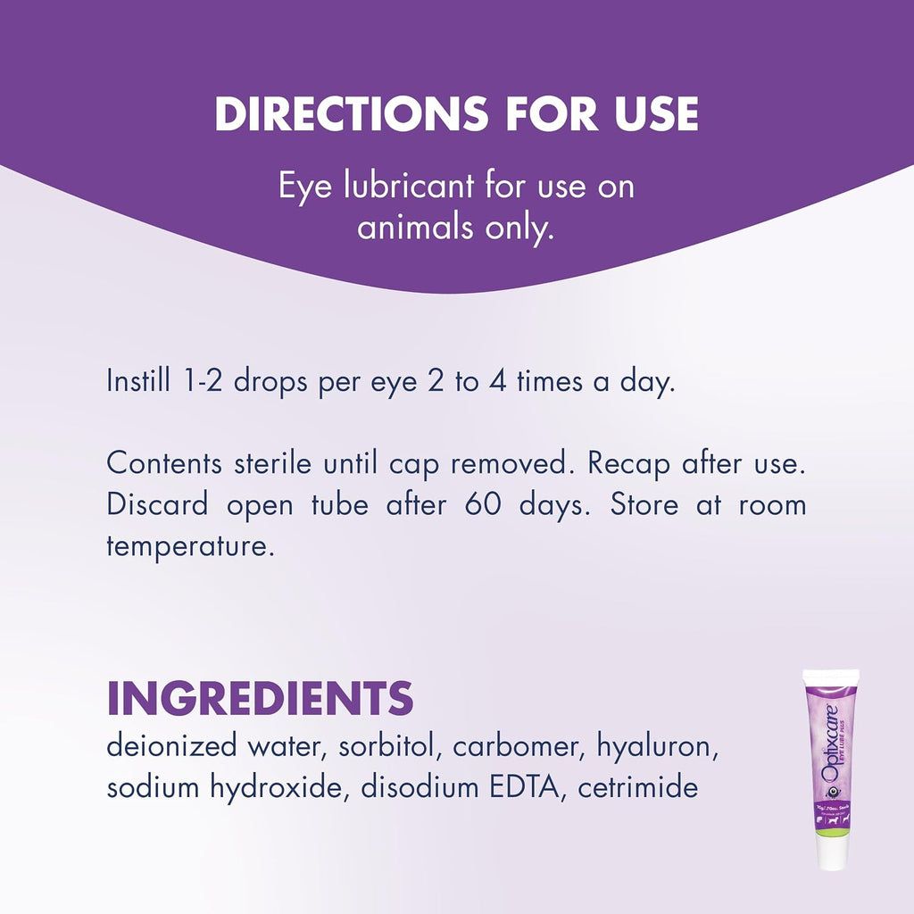 Optixcare Eye Lube Plus with Hyaluron - 20g for Dogs Cats Horses