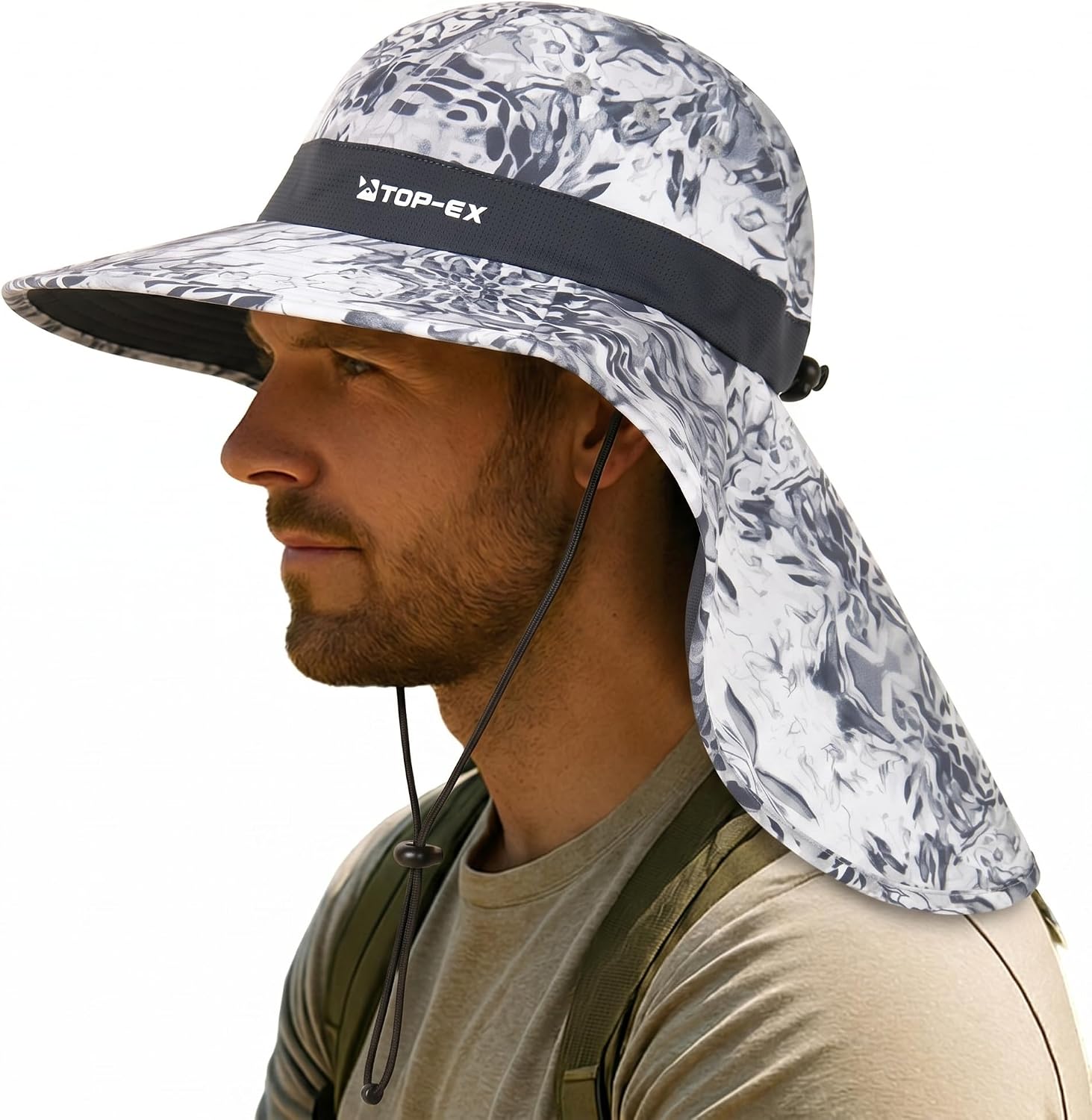 TOP-EX UPF 50+ Cooling Wide Brim Sun Hat for Men with Neck Flap, Packable