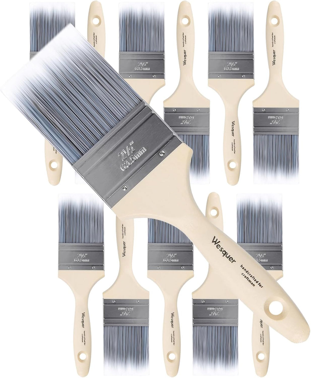 Wesquer 2.5 Inch Flat Paint Brushes 12 Pack Bulk Professional Coverage