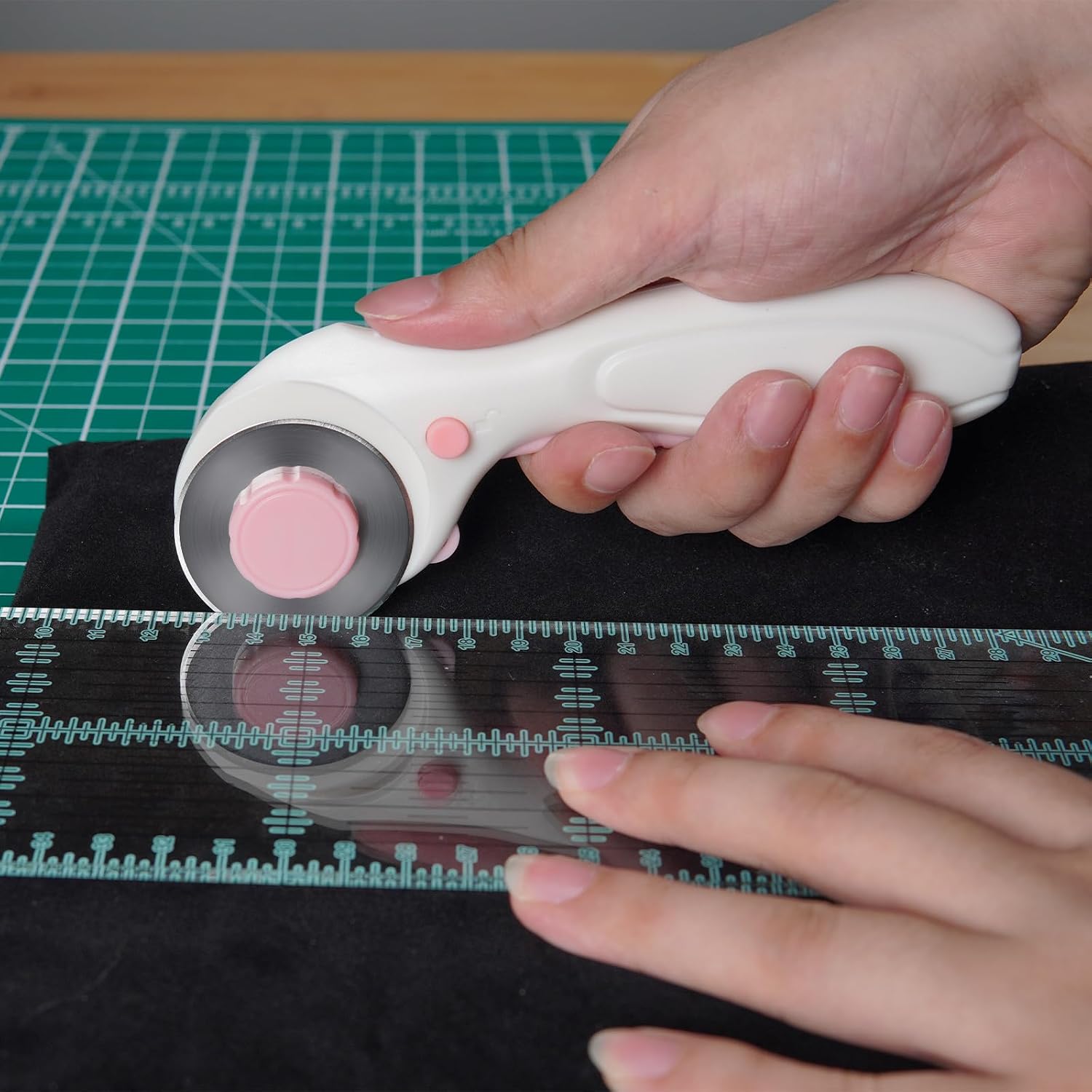 MAUFORE Pink Professional Sewing Scissors and Rotary Cutter with Blades Set