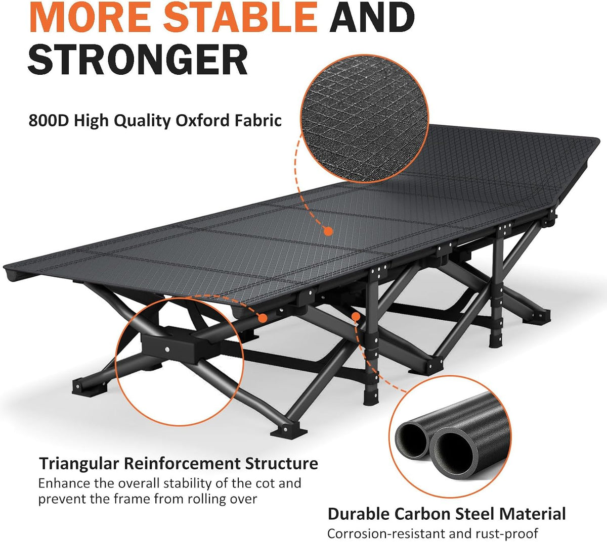 ATORPOK Camping Cot for Adults with Comfortable Cushion, Folding Bed