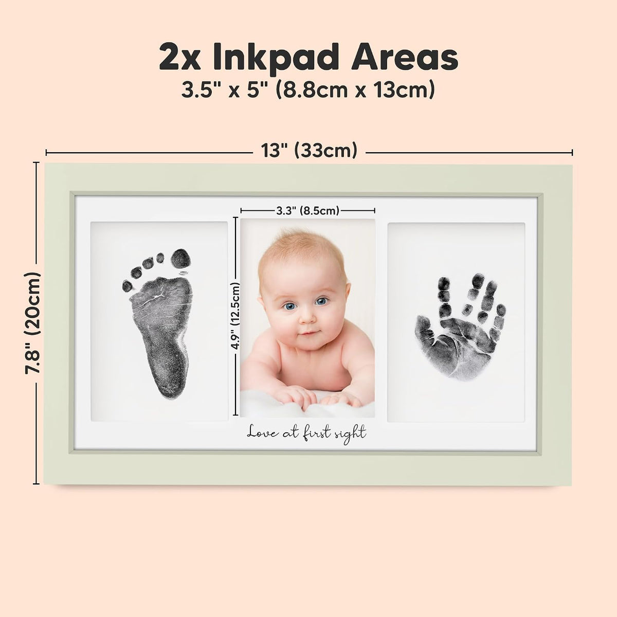 KeaBabies Inkless Hand and Footprint Kit, Boy Girl Newborn Keepsake (Sage)