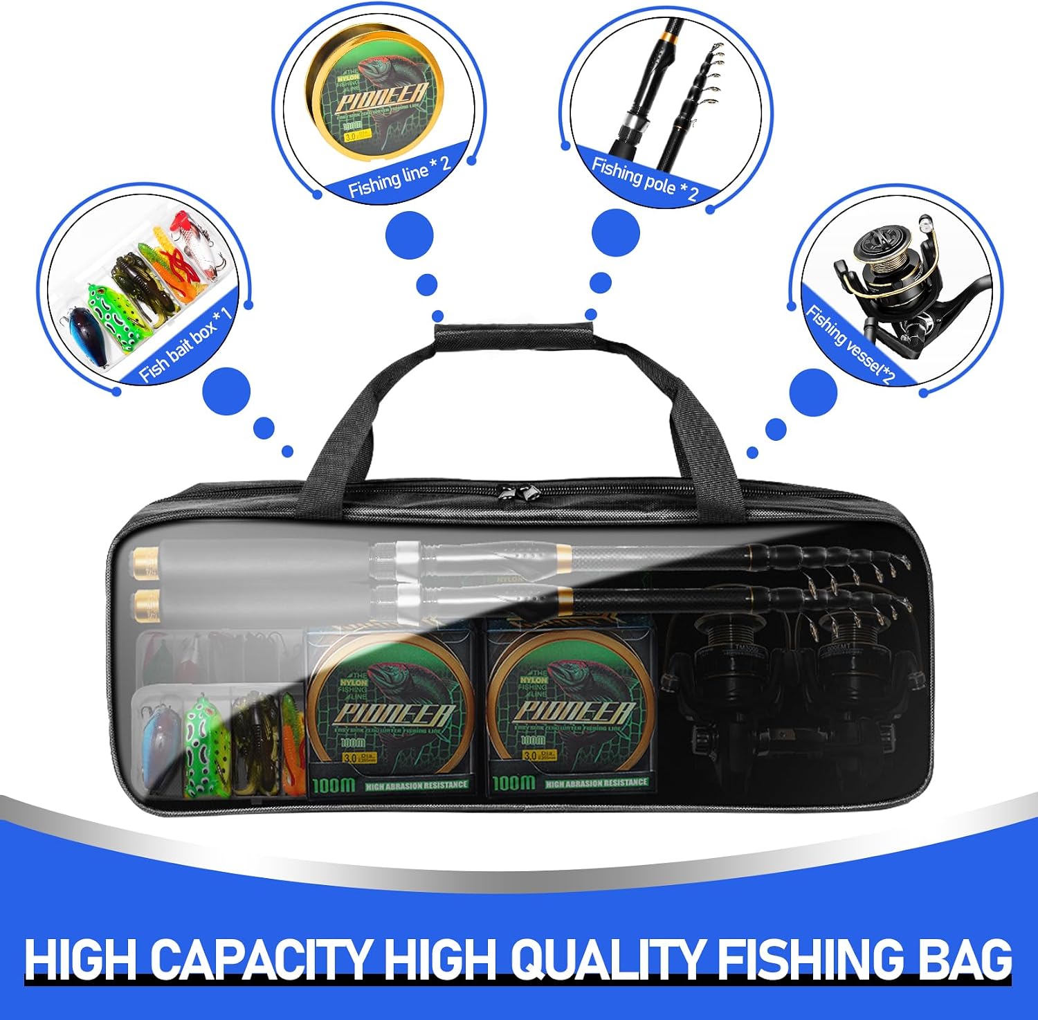 Telescopic Fishing Rod and Reel Combo Kit, 2PACK 6.9FT Carbon Fiber Collapsible Rods, Spinning Reels, Lures and Carrier Bag, Saltwater & Freshwater Travel Fishing Gear for Adults
