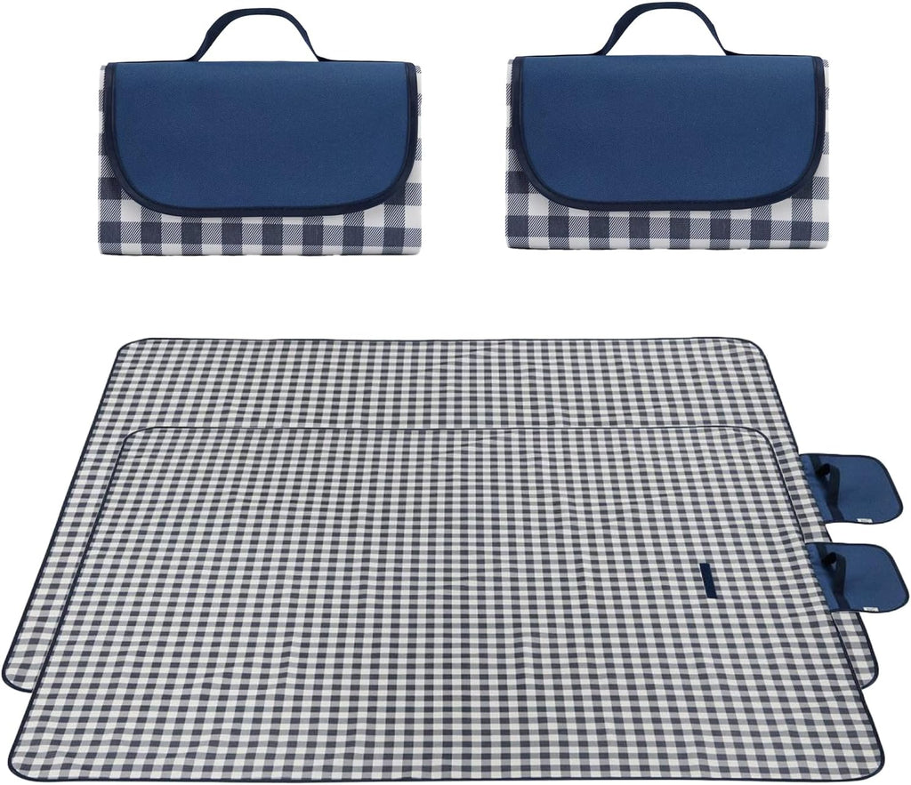 Wind Tour Waterproof Picnic Blanket with Carry Strap - Foldable Sandproof Outdoor Mat for Camping, Beach, Park - 59" x 71",Red (Two Mat Set)