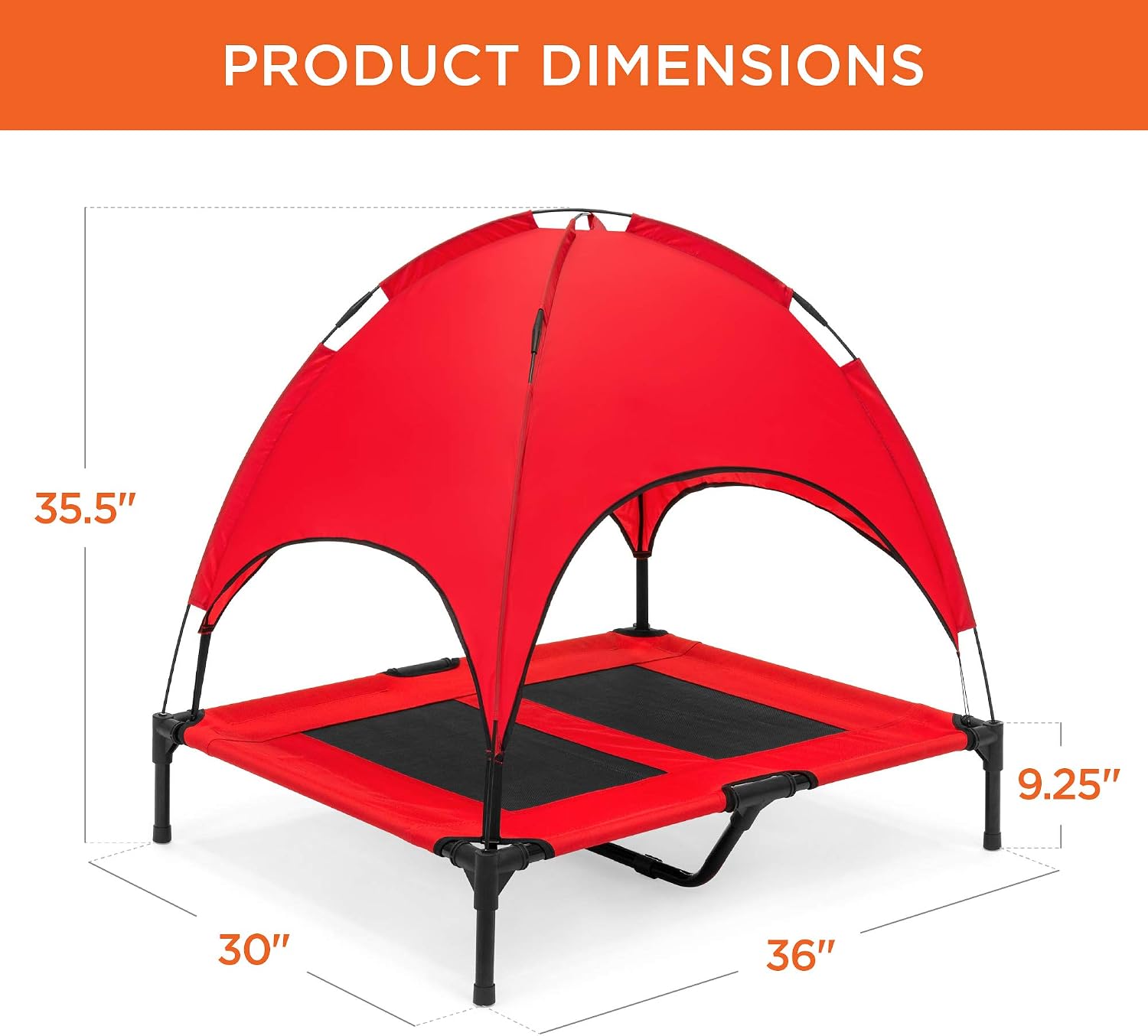 Best Choice Products 36in Elevated Dog Bed w/Removable Canopy, Red