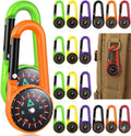 Alipis 24pcs Carabiner Compass Set: Small Pocket Compass Keychain for Kids & Adults - Colorful Mini Key Ring for Hiking, Survival, Camping, and Party Favors - 6 Assorted Colors