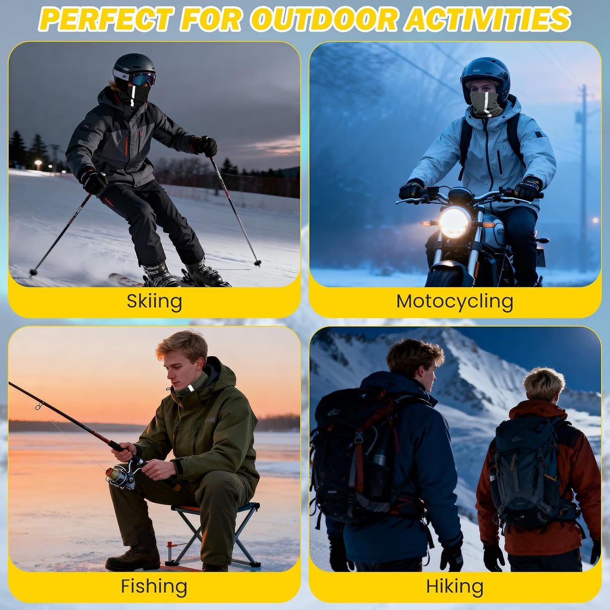 Winter Neck Warmer Gaiter: 4 Pack Hi Vis Reflective Face Cover