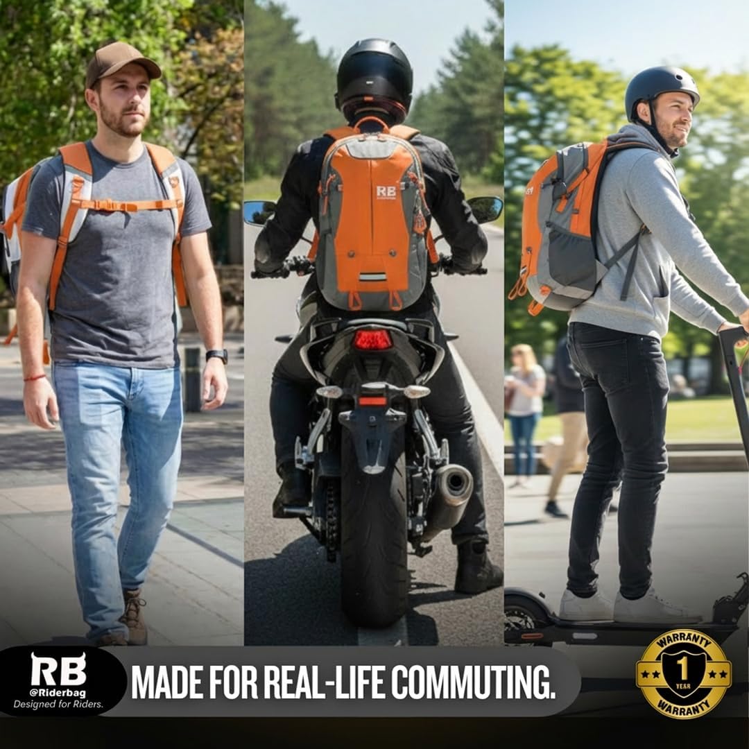 riderbag Reflective Motorcycle Backpack, Hi Viz Commuter Riding Bag
