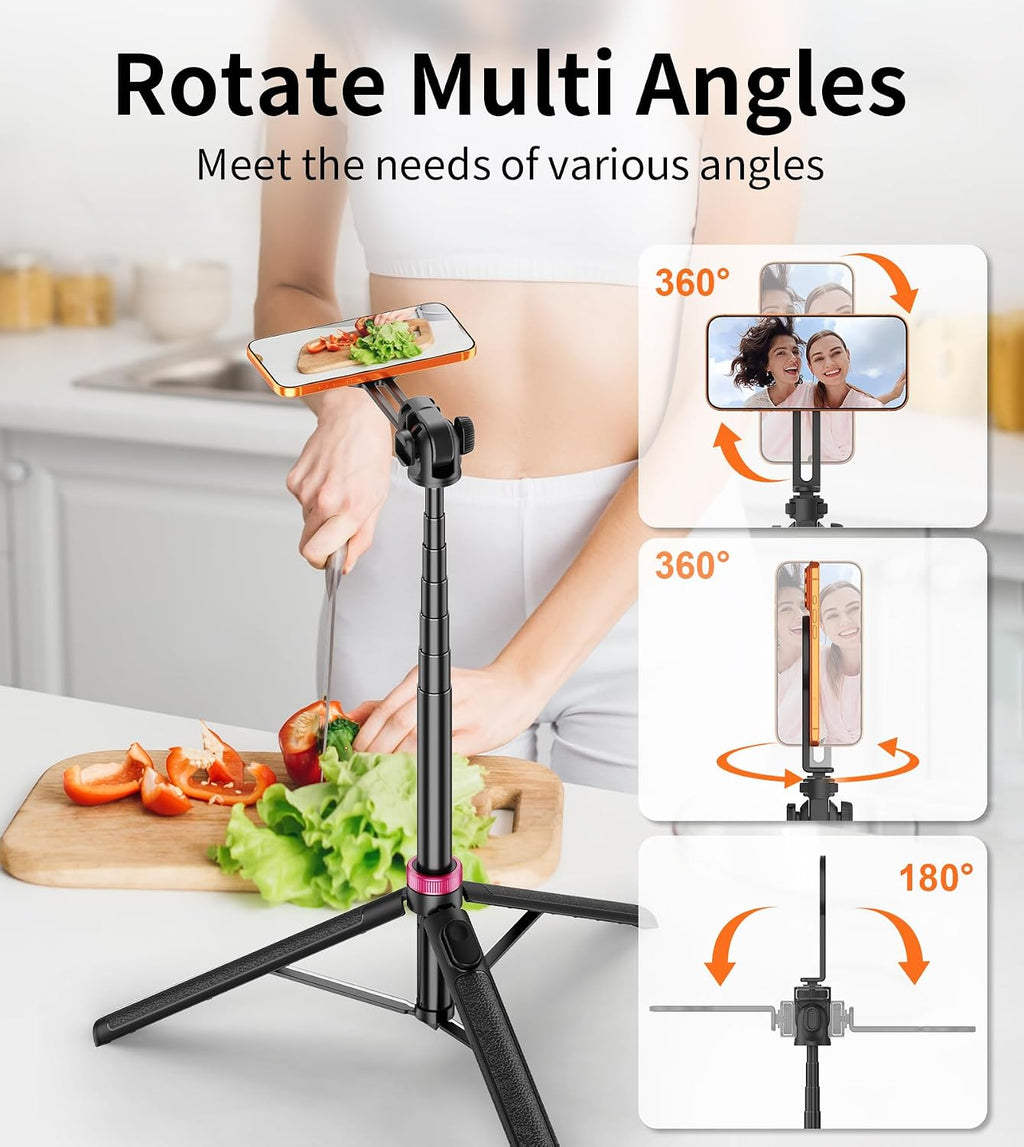 69" Magnetic Phone Tripod Stand Selfie Stick with Remote & Phone Mount