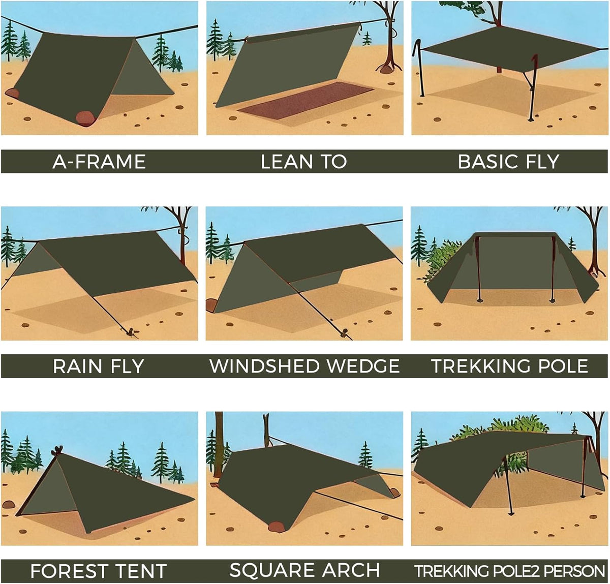 Onewind 10×10ft Waterproof Camping Tarp, Ultralight Silnylon Tarp Shelter