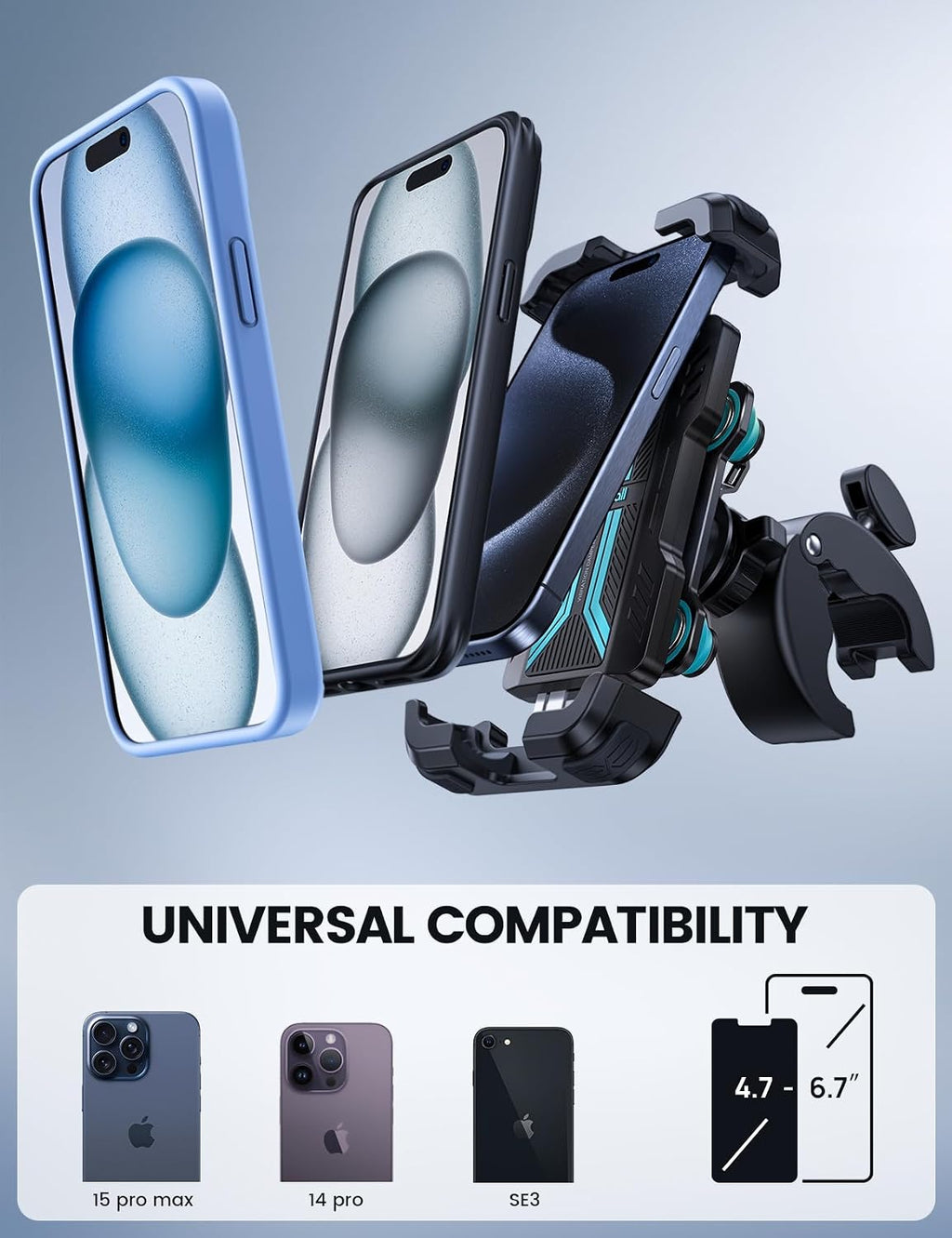 Lamicall Motorcycle Phone Mount Holder with Dual Vibration Dampener