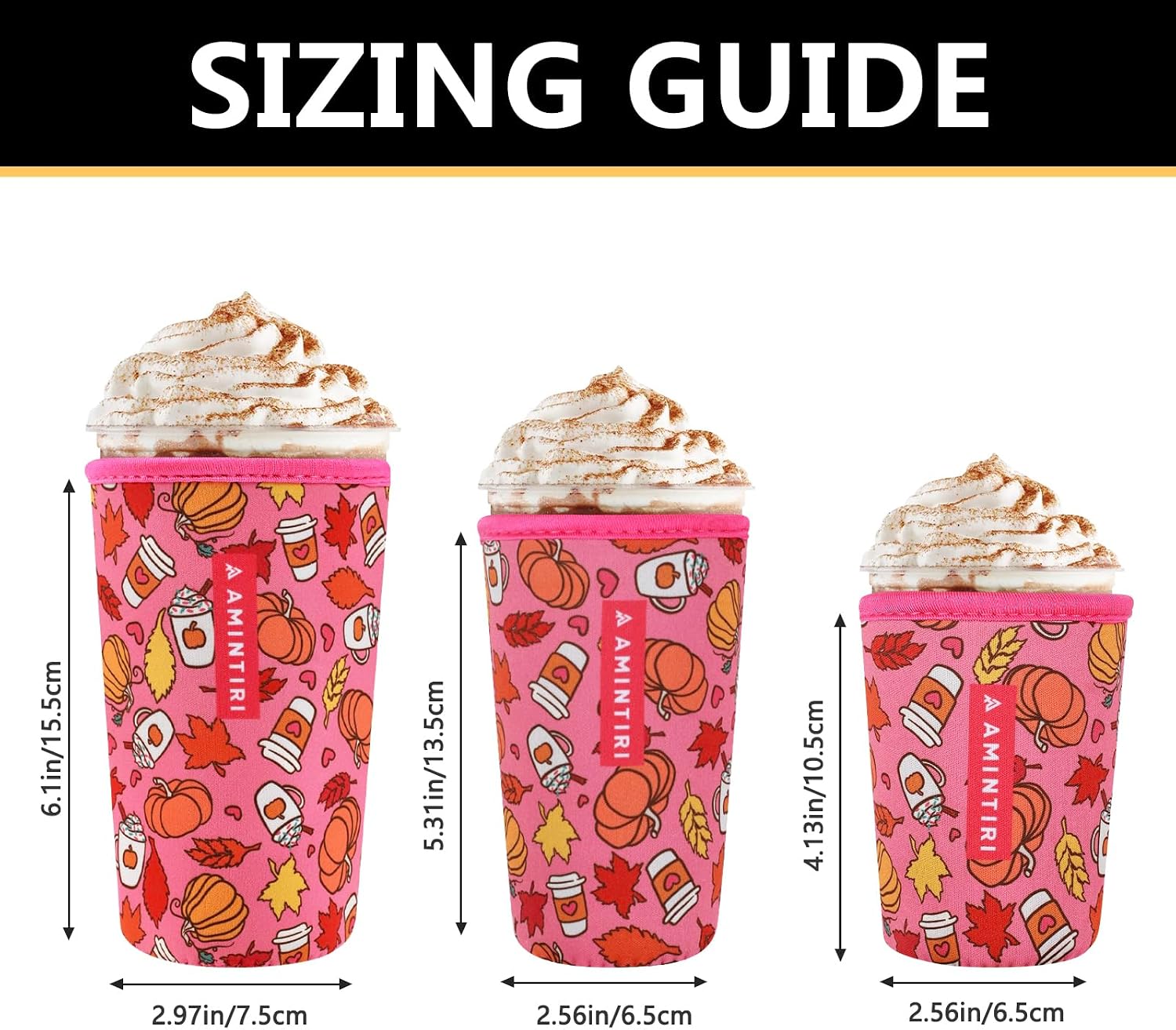 Amintiri Reusable Insulator Neoprene Sleeve for Iced Coffee & Cold Soda