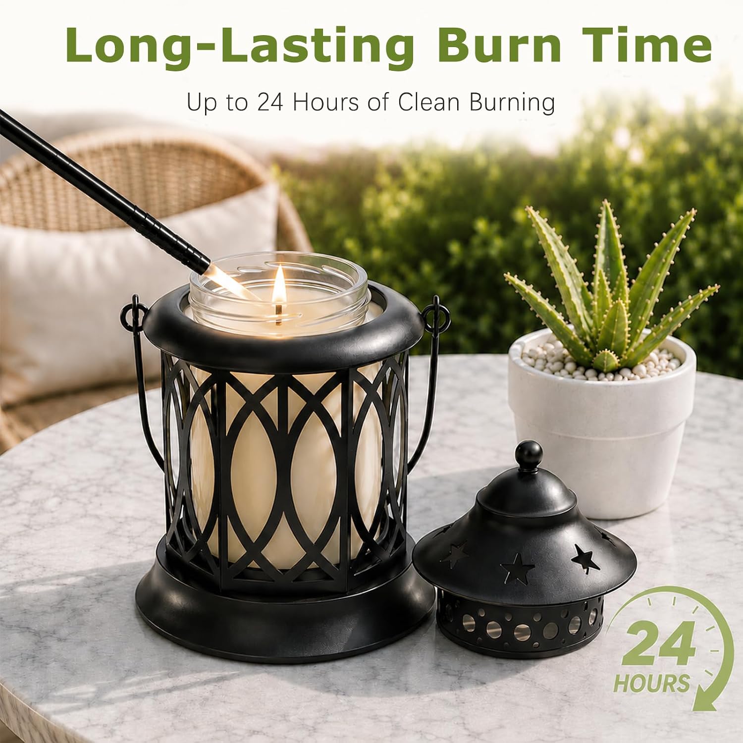 Citronella Candles Outdoor, 2 Pack Citronella Candle Lanterns with Lid