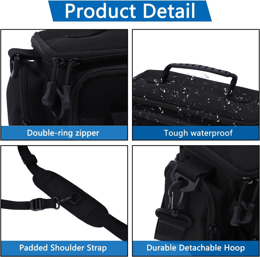 Fishing Tackle Storage Bag with Tackle Box&Tool,Gifts for Menn(Black)