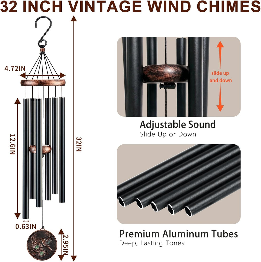 32”Hummingbird Wind Chimes for Outside, Gifts for Women Mom Grandma