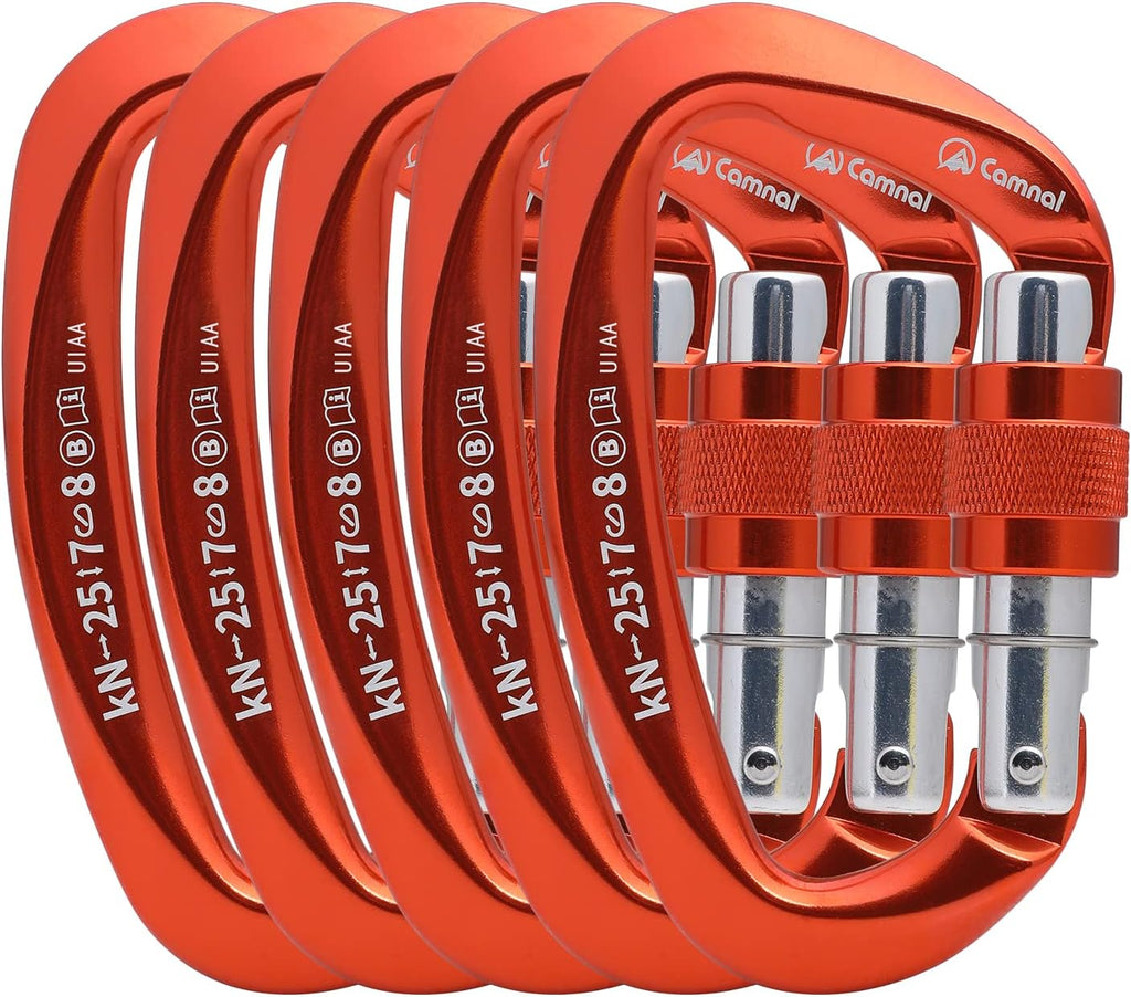 Heavy Duty Carabiner UIAA Certified Locking Carabiner 25KN (About 5620 lbs) Screw Lock Carabiner D Shape Carabiner Clip for Rock Climbing, Mountaineer, Aerial Work