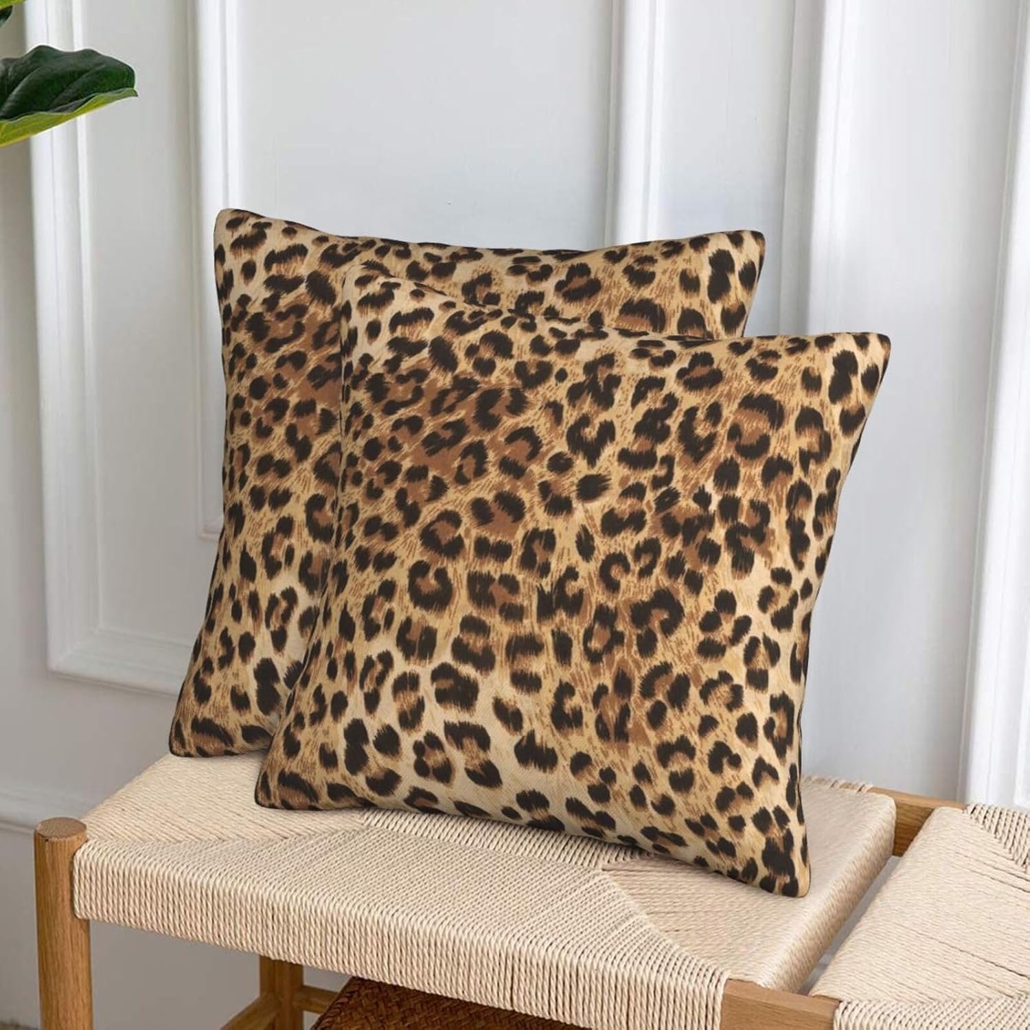 Leopard Print Pillow Covers 18x18 in Couch Cheetah Print Pillow Case Sets of 2 Modern Decorative Square Throw Pillows for Home Living Room Bedroom Bed Cushion