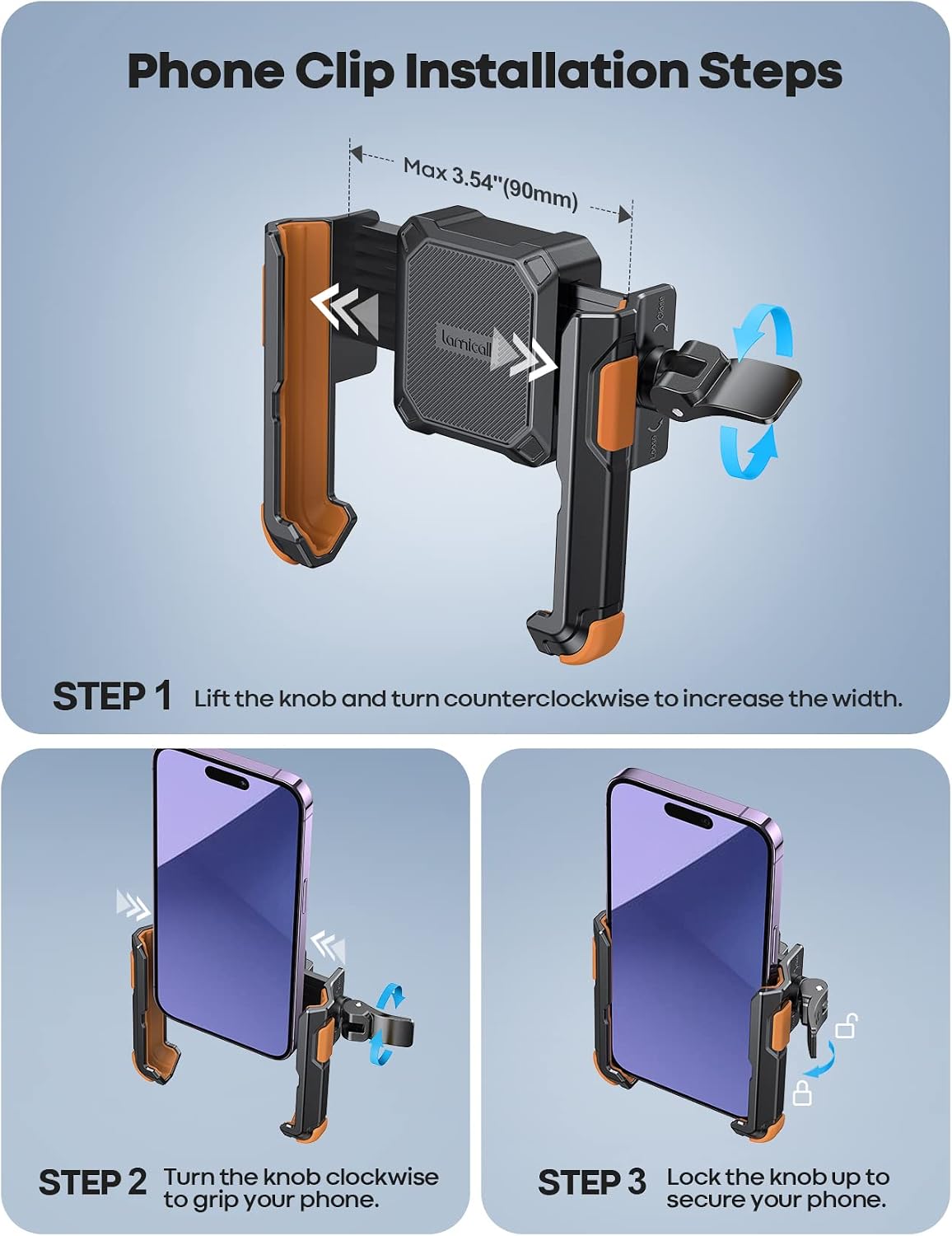 Lamicall Motorcycle Bike Phone Mount, 1s Lock Bike Phone Holder