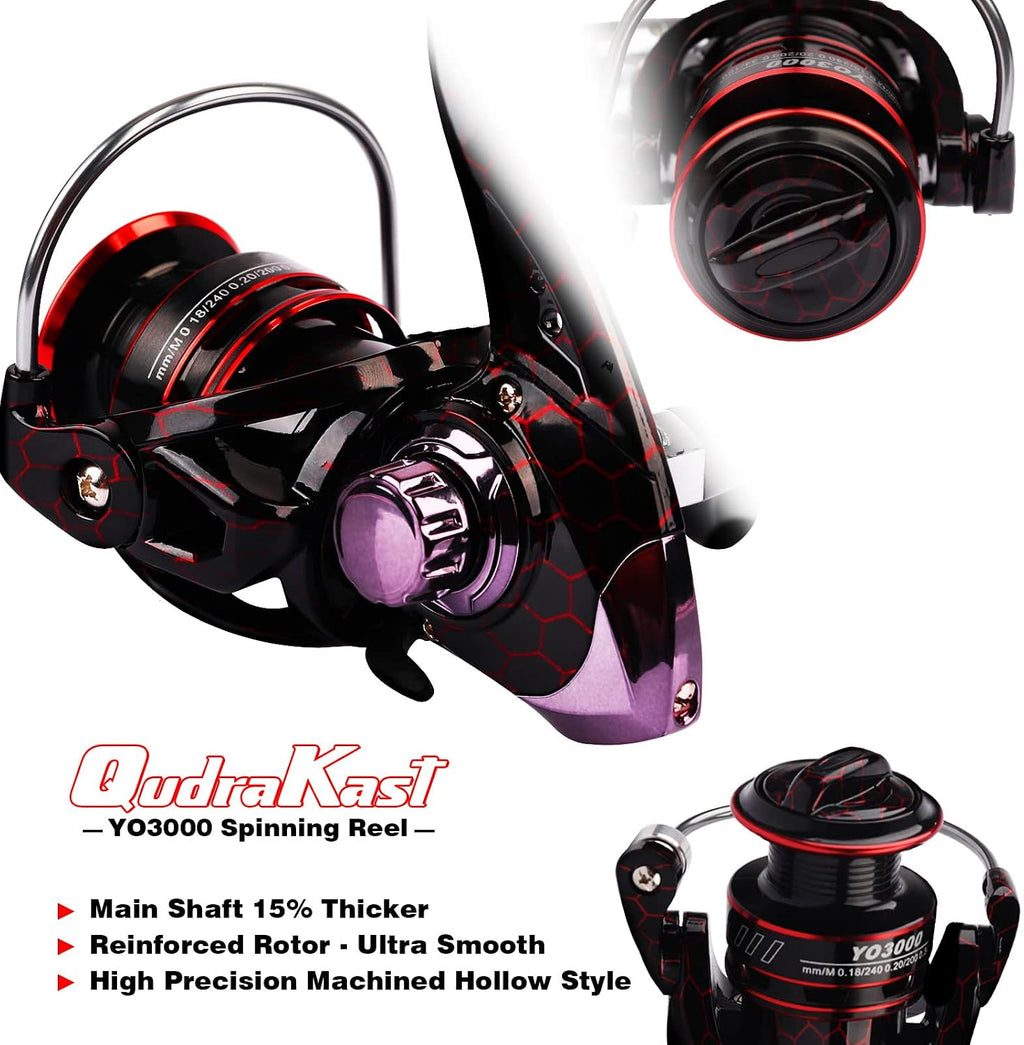 QudraKast Fishing Rod and Reel Combos, Carbon Fiber Telescopic Fishing Pole