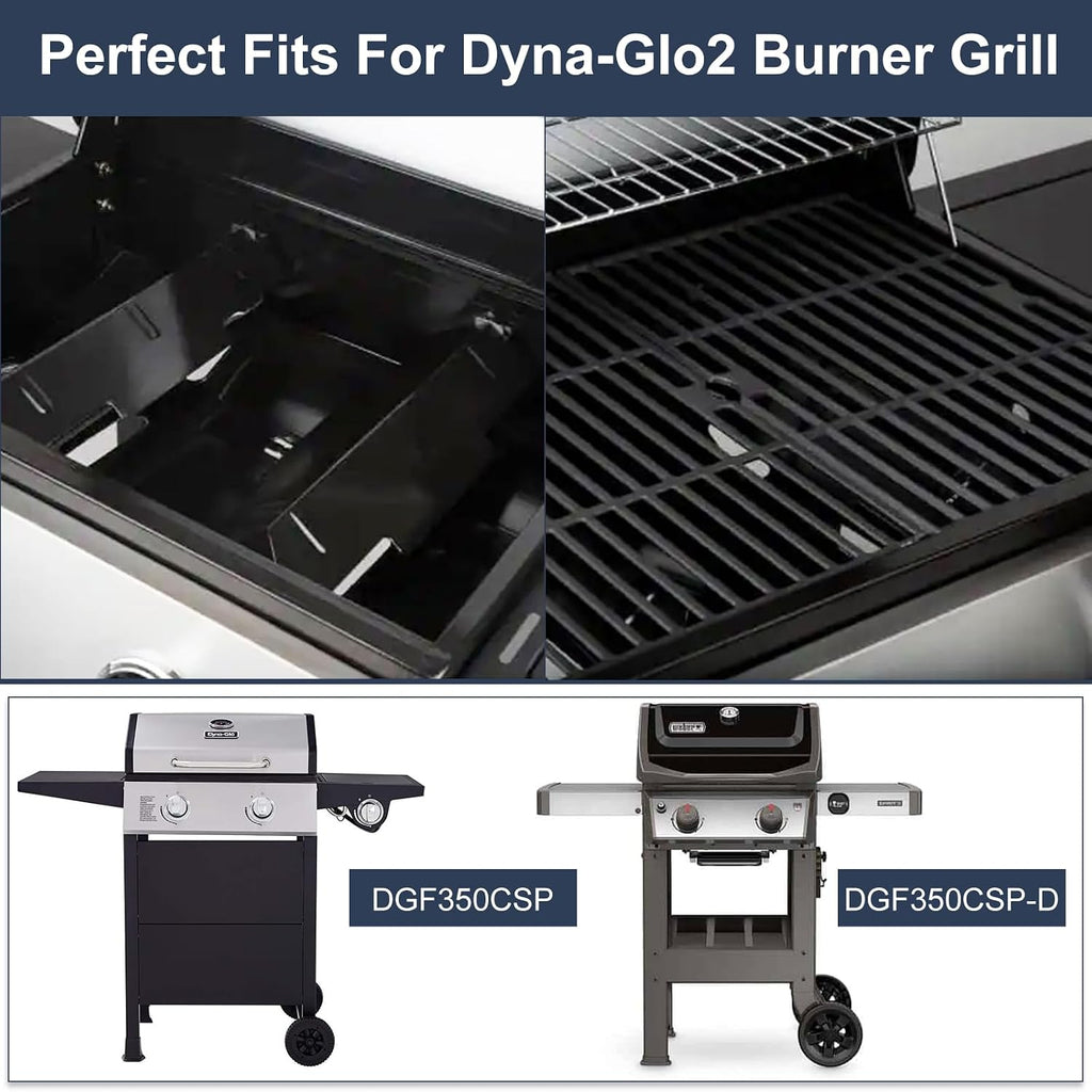 Criditpid Grill Replacement Parts for Dyna Glo DGF350CSP DGF350CSP-D 2 Burner Grill, Stainless Steel Grill Heat Tents & Grill Grates Kit for Dyna-Glo DGF350CSP Grill.