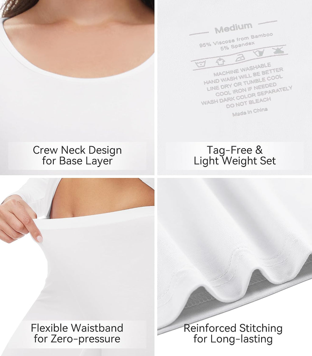 WiWi Soft Underwear for Women Thermal Long Johns Sets Super Warm Base Layer Top Pants Pajamas Set Viscose from Bamboo S-3X