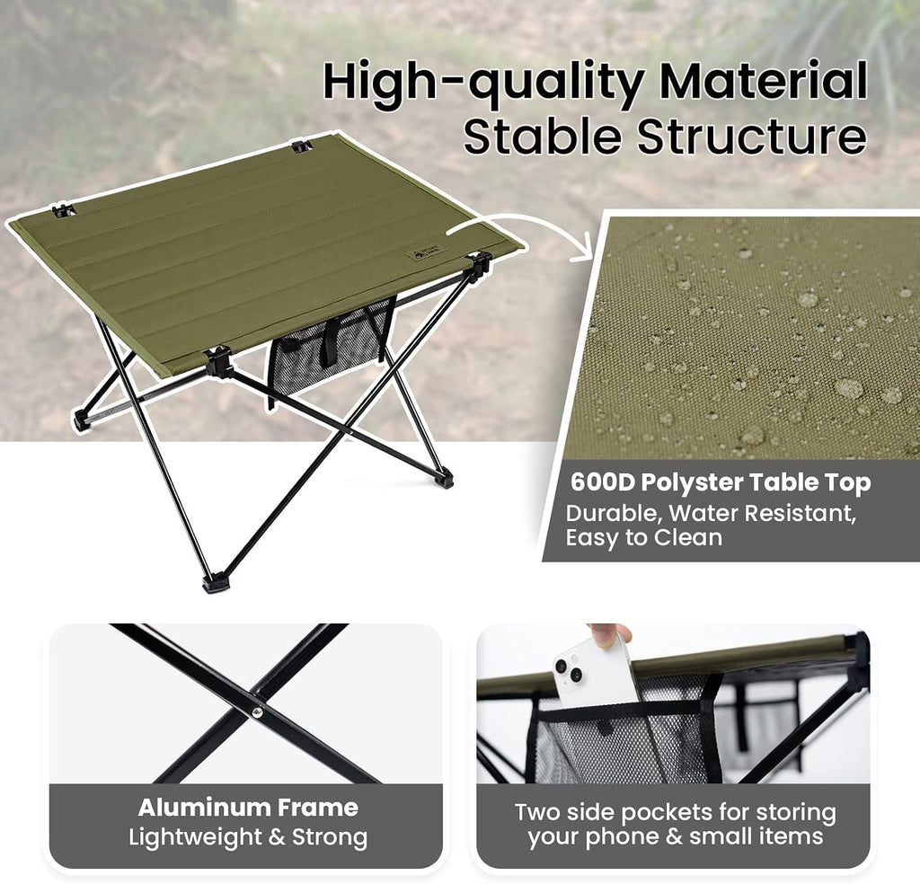 ONETIGRIS Foldable Camping Table, Lightweight Portable Table Sturdy & Quick Setup, Holds Up to 66 lbs, Perfect for Camping, Hiking, Backpacking, Picnic, Beach, Travel