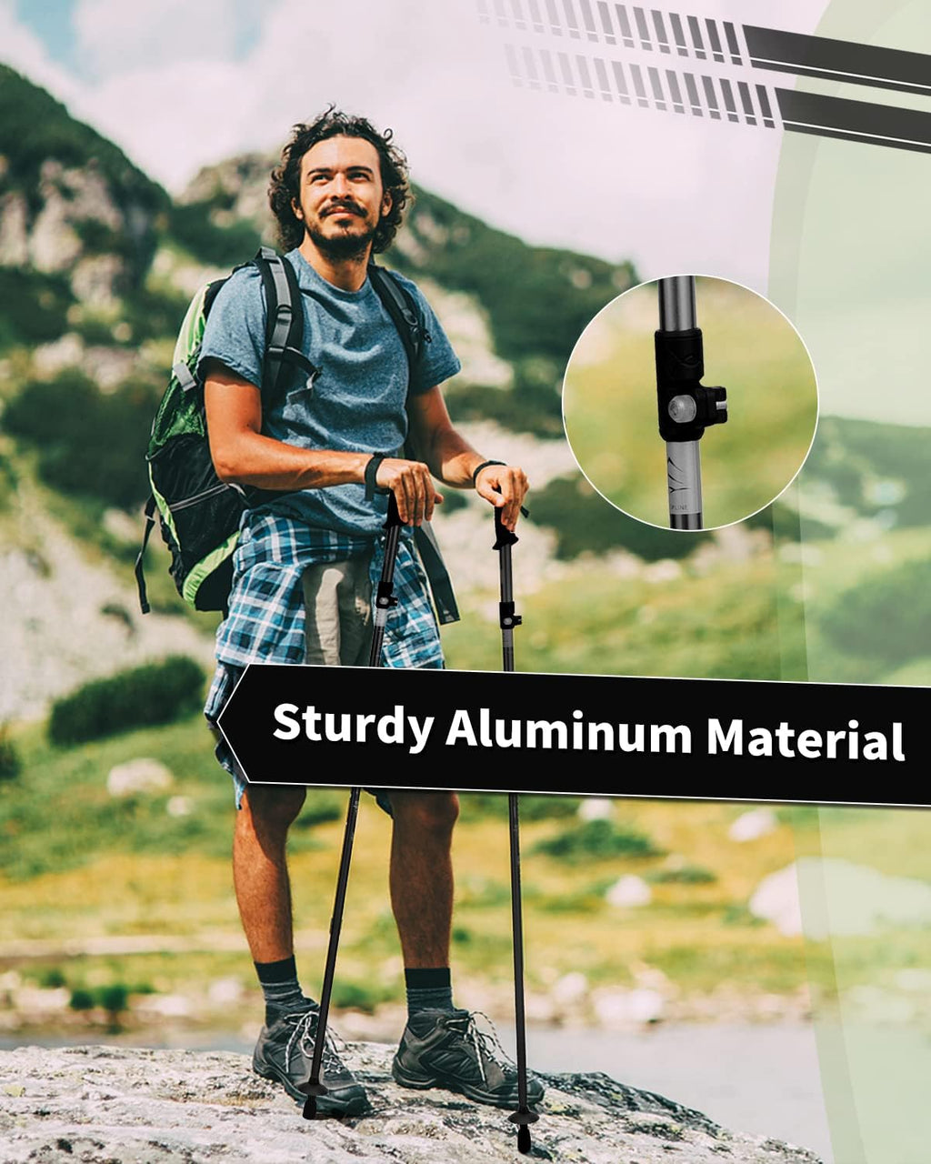 AISUNOURDOOR Lightweight Adjustable Trekking Poles, Aluminum Collapsible Travel Hiking or Walking Sticks for Women Children, with One Disposable Raincoat