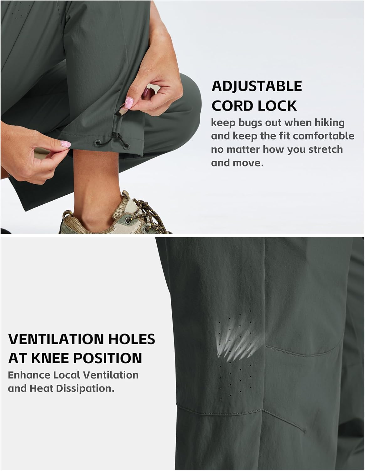 MoFiz Womens Hiking Cargo Pants Waterproof Lightweight with Zipper Pockets